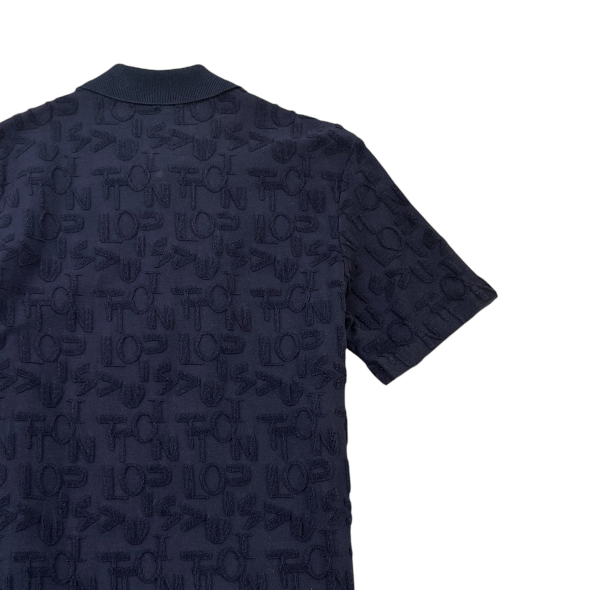 Men's Monogram Quarter Zip Polo Shirt Navy Size M