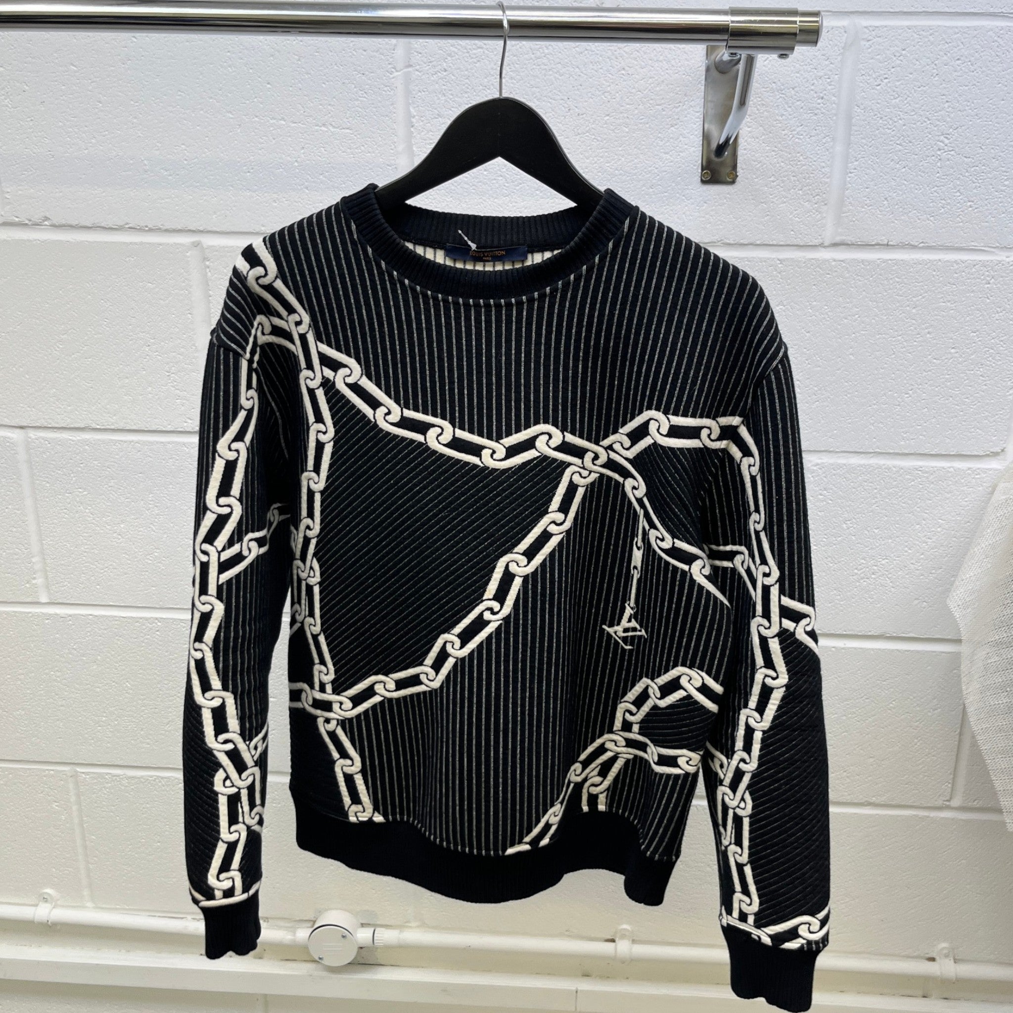 Men's Quilted 3D Effect Chain Sweatshirt Black Size M