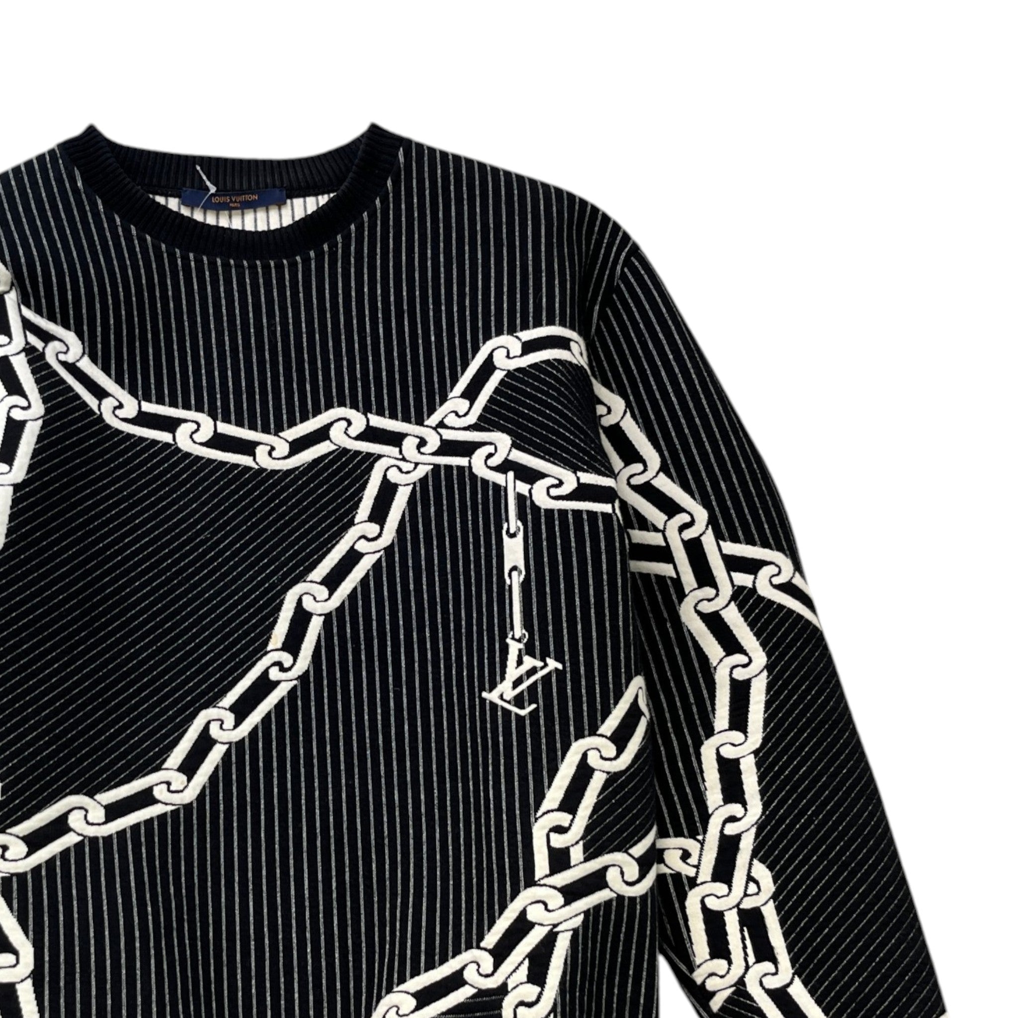 Men's Quilted 3D Effect Chain Sweatshirt Black Size M