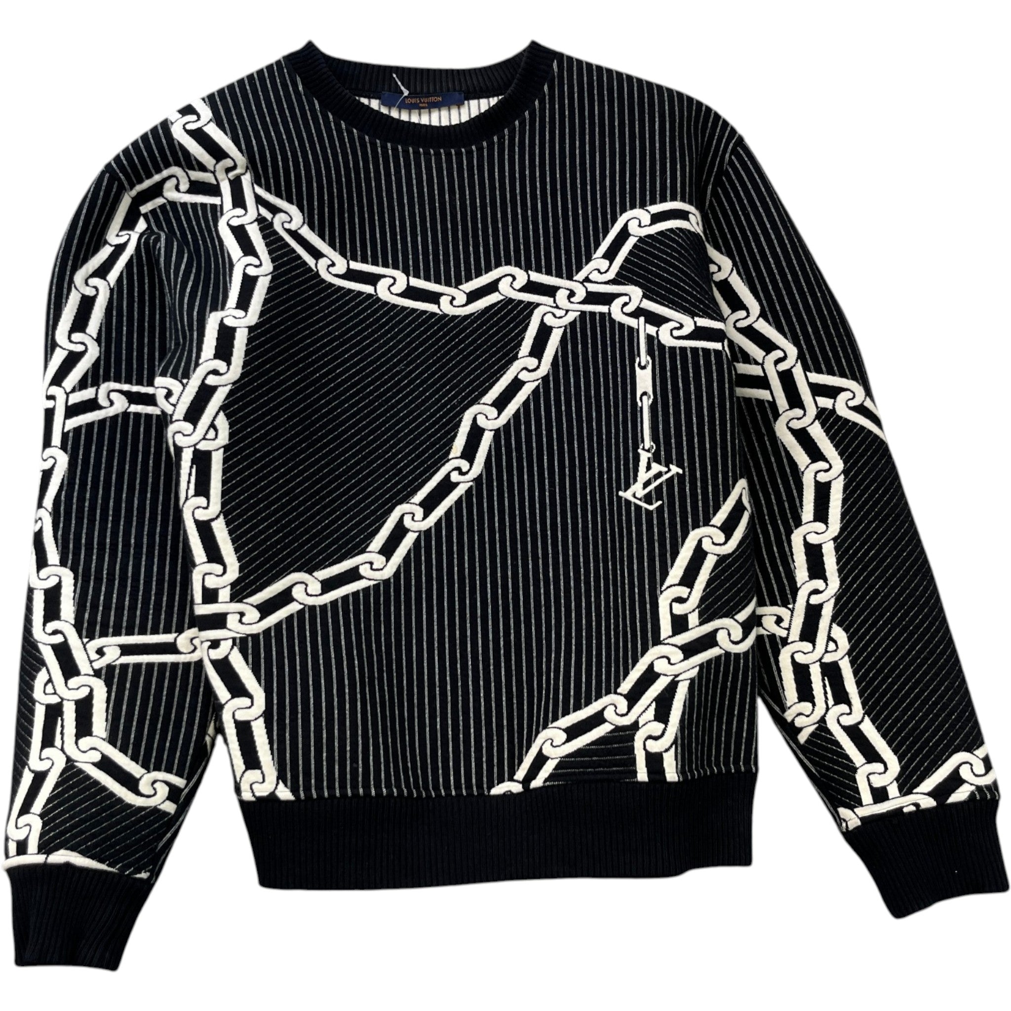 Men's Quilted 3D Effect Chain Sweatshirt Black Size M