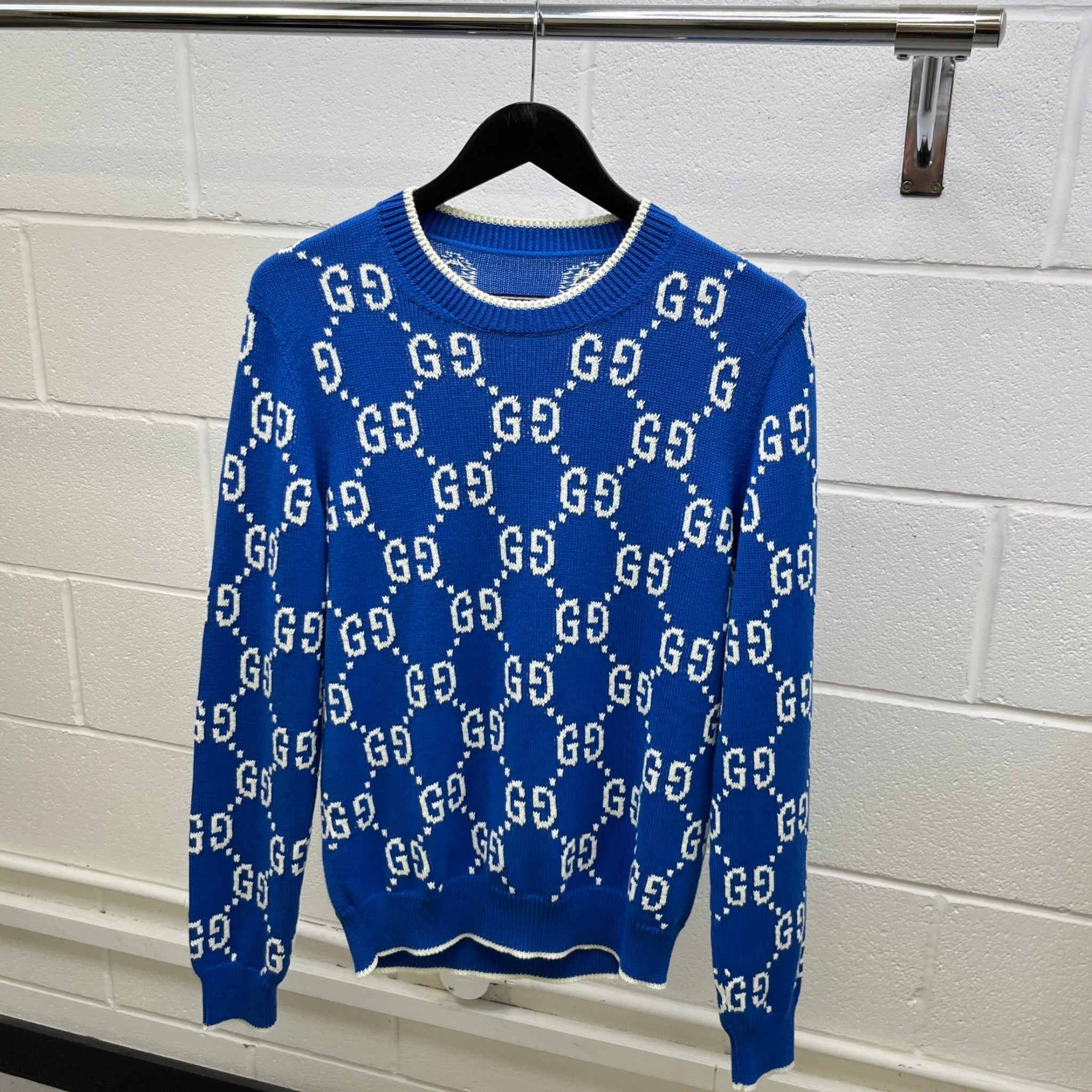 Men's Gg Supreme Knit Jumper Blue Size S