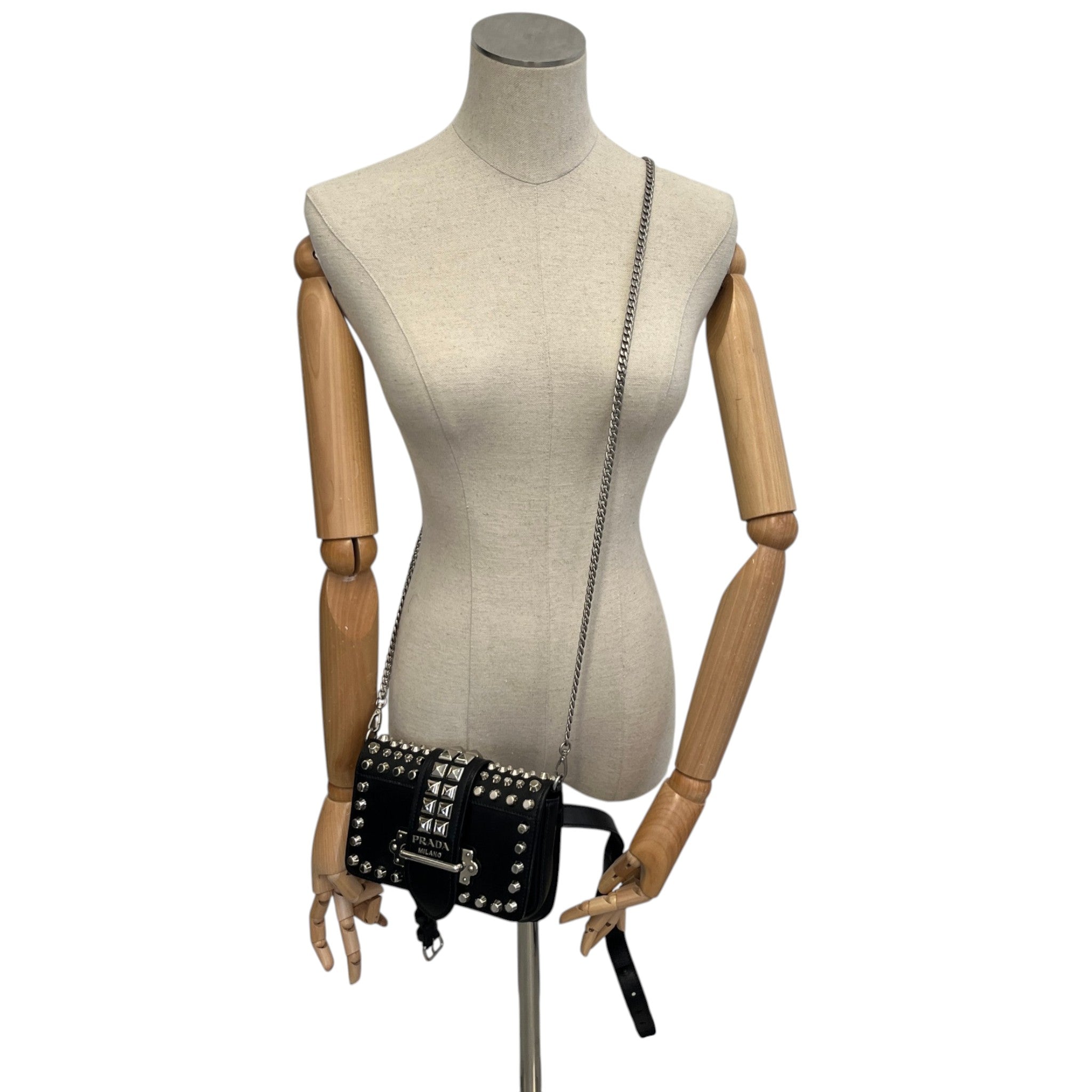 Women's Studded Cahier Crossbody Bag Black
