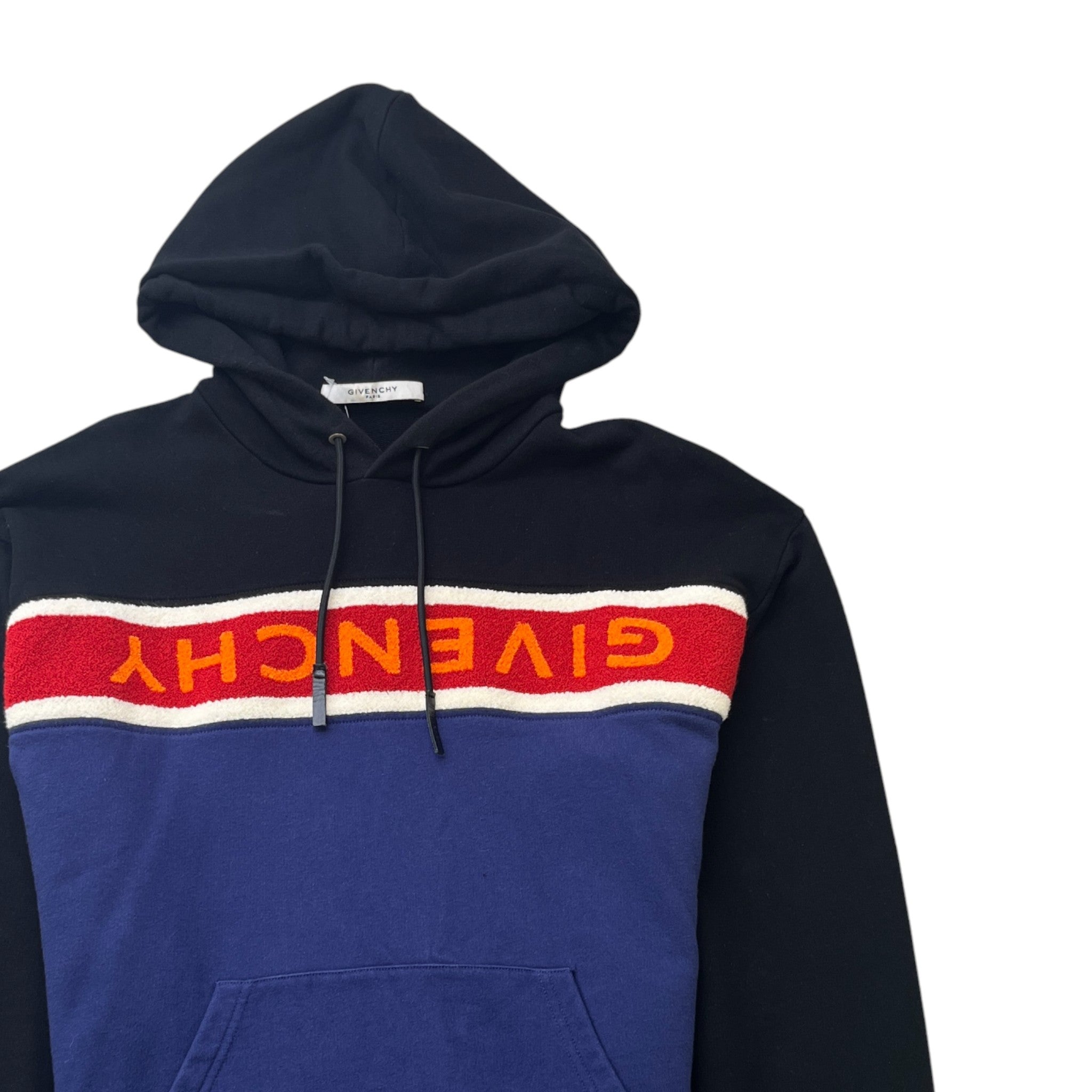 Men's Logo Stripe Hoodie Black Size L