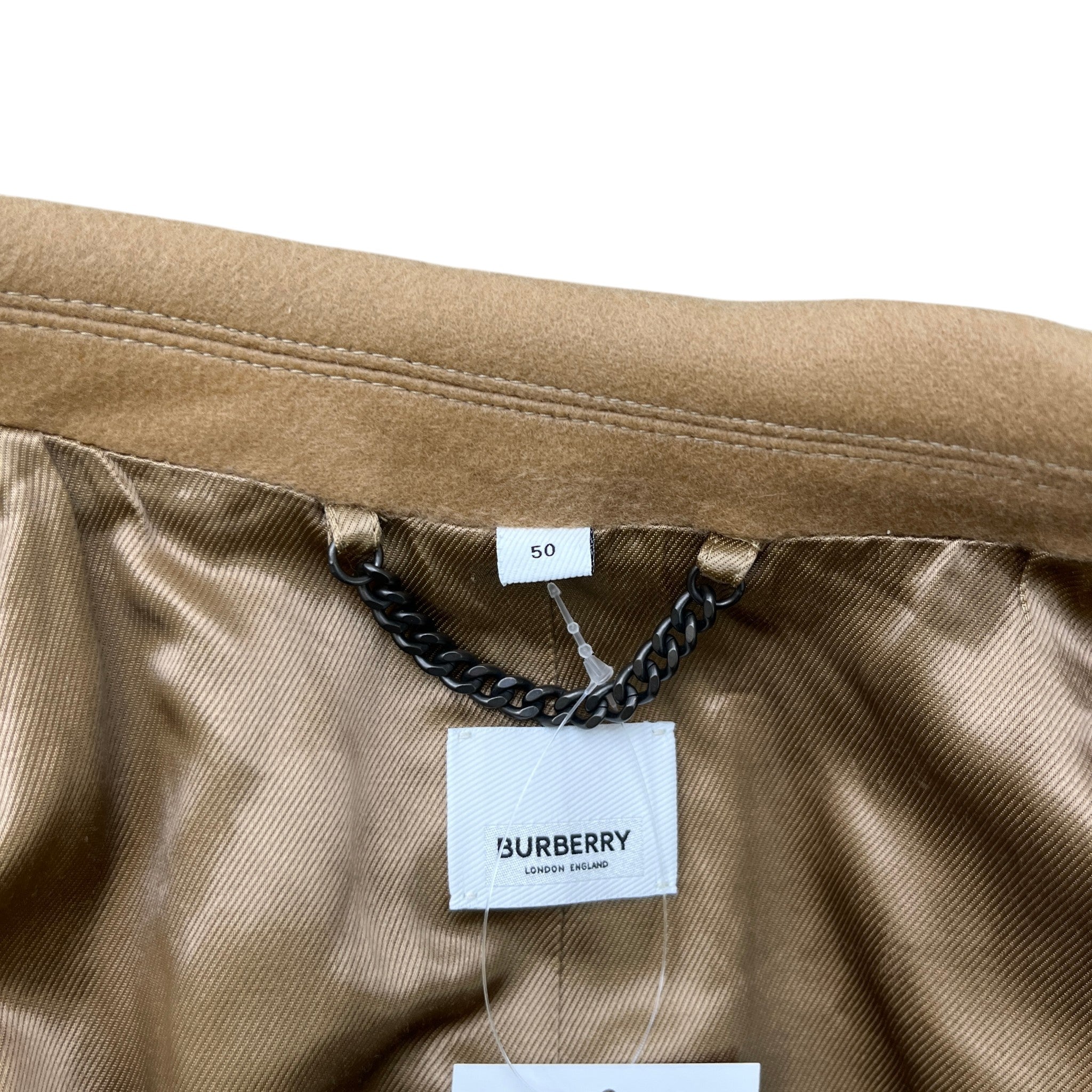 Men's Classic Check Collar Trench Jacket Beige Size IT 50 / L
