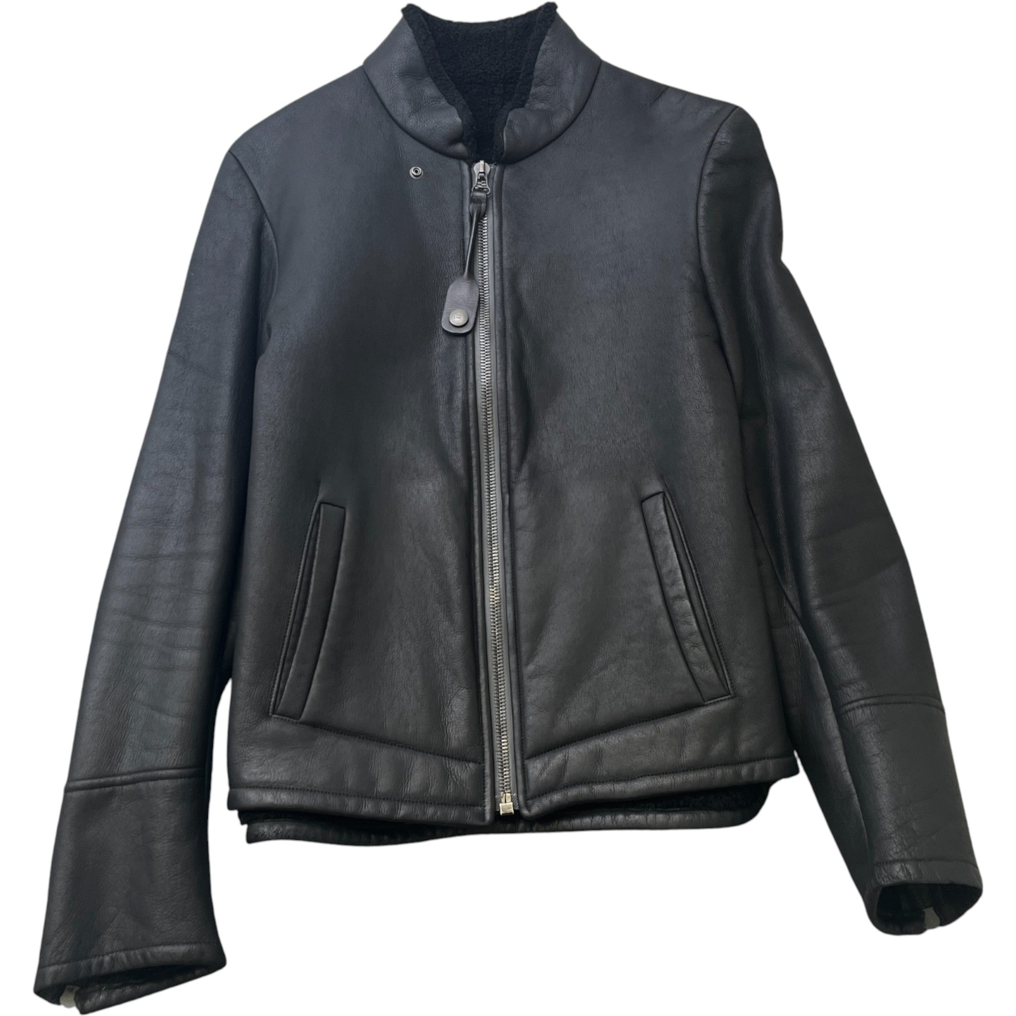 Men's Leather Shearling Jacket Black Size IT 48 / M