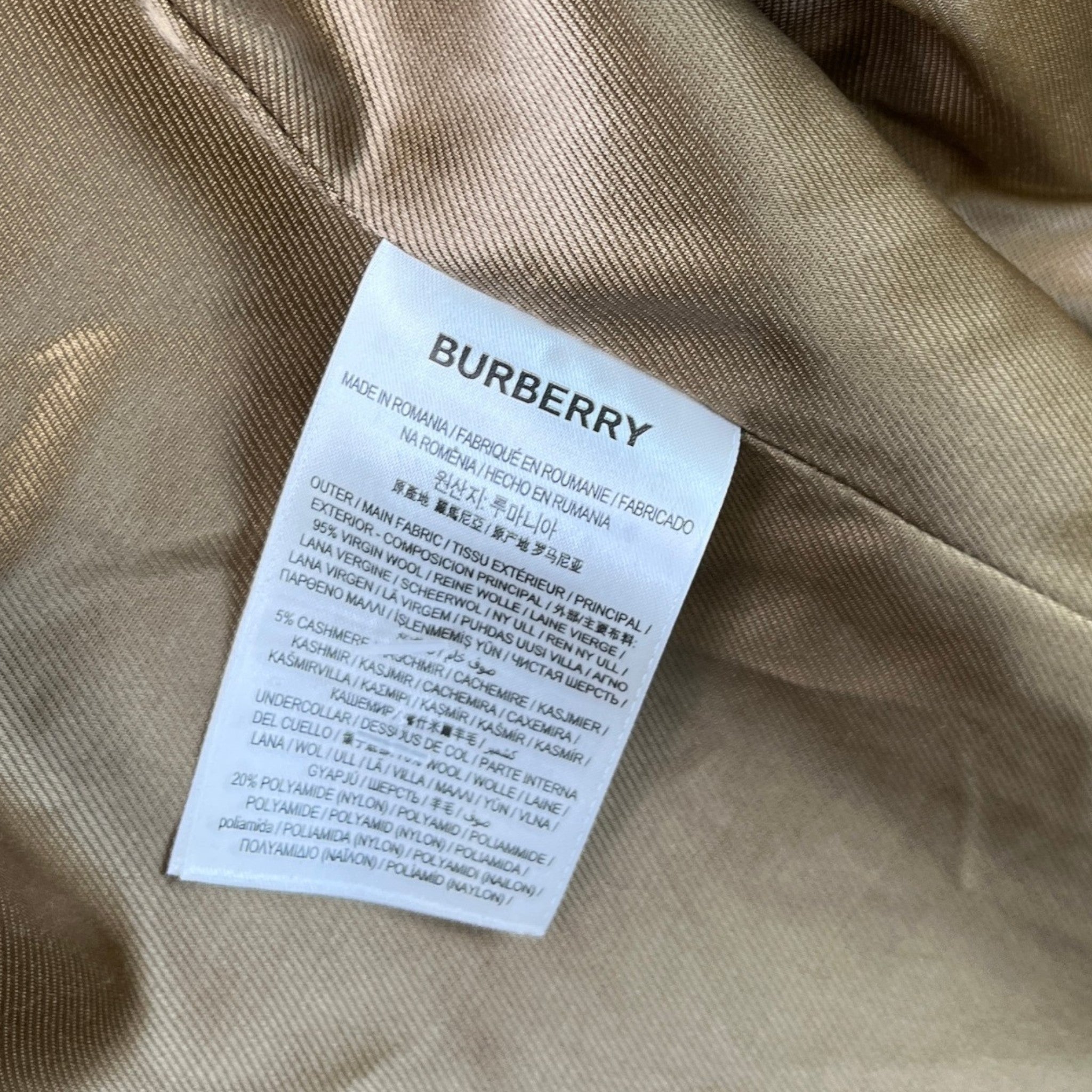 Men's Classic Check Collar Trench Jacket Beige Size IT 50 / L