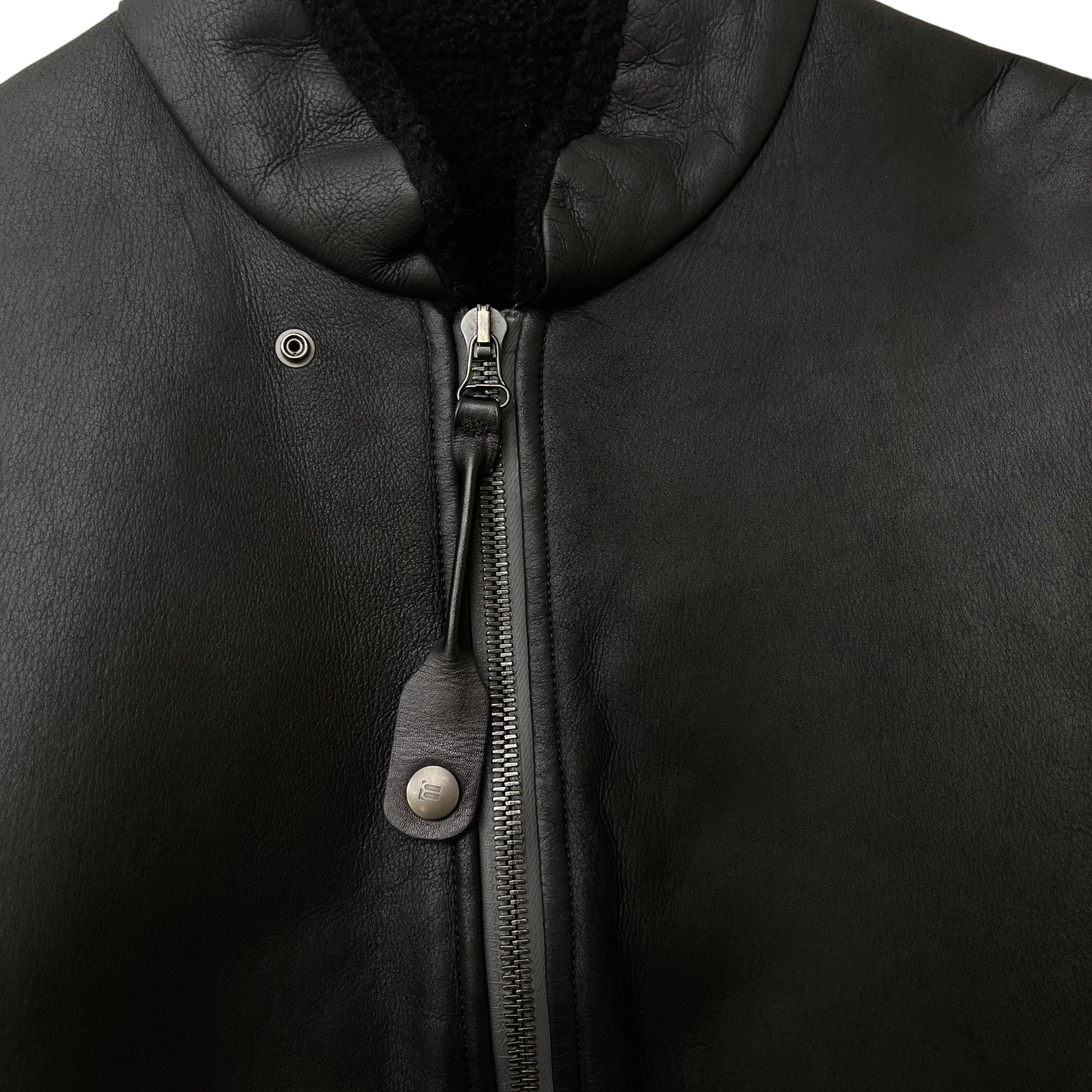 Men's Leather Shearling Jacket Black Size IT 48 / M