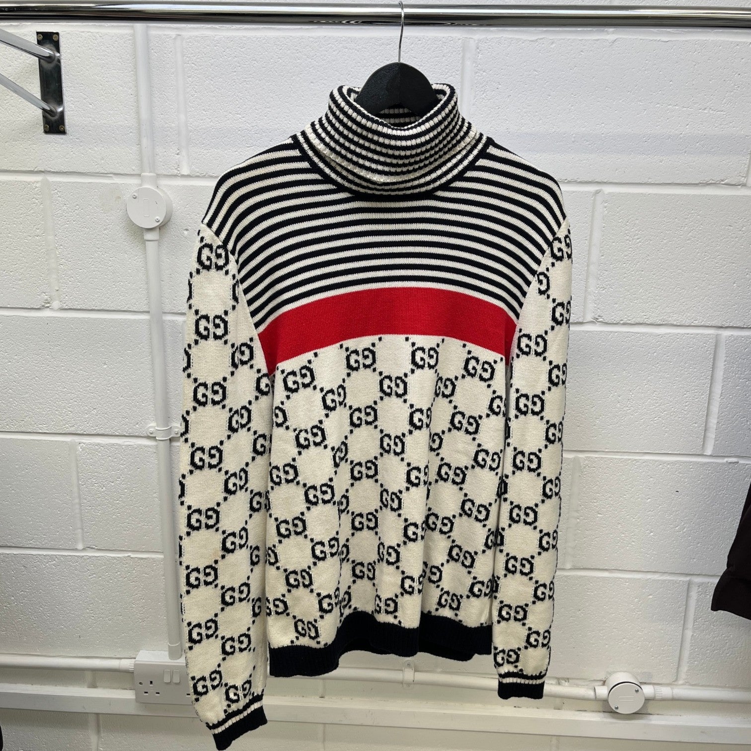 Men's Gg Supreme Turtleneck Jumper Cream Size L