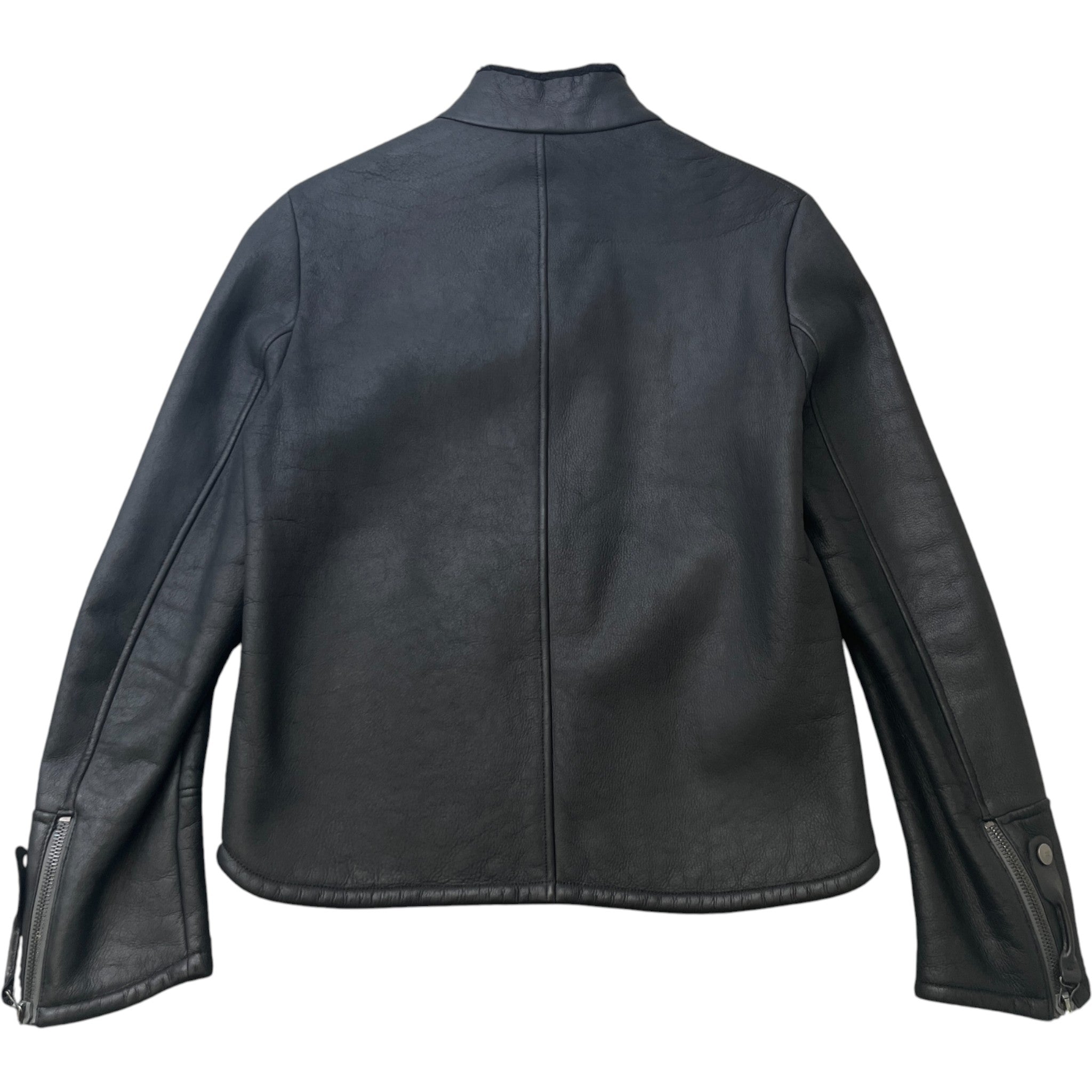 Men's Leather Shearling Jacket Black Size IT 48 / M