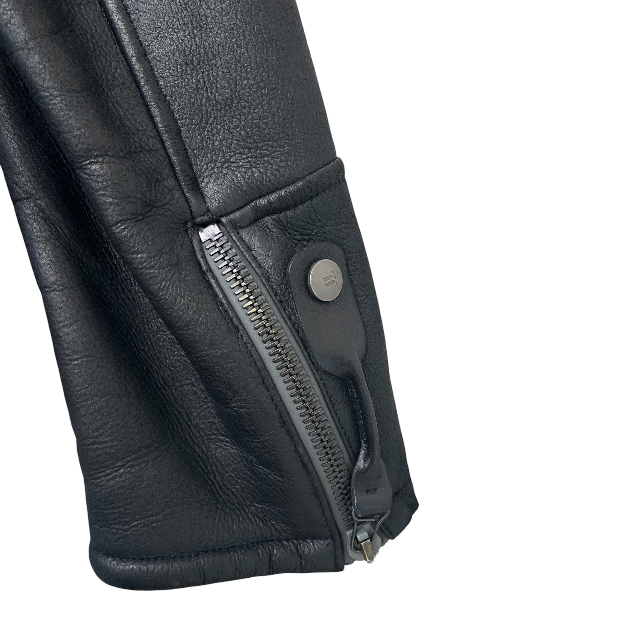 Men's Leather Shearling Jacket Black Size IT 48 / M