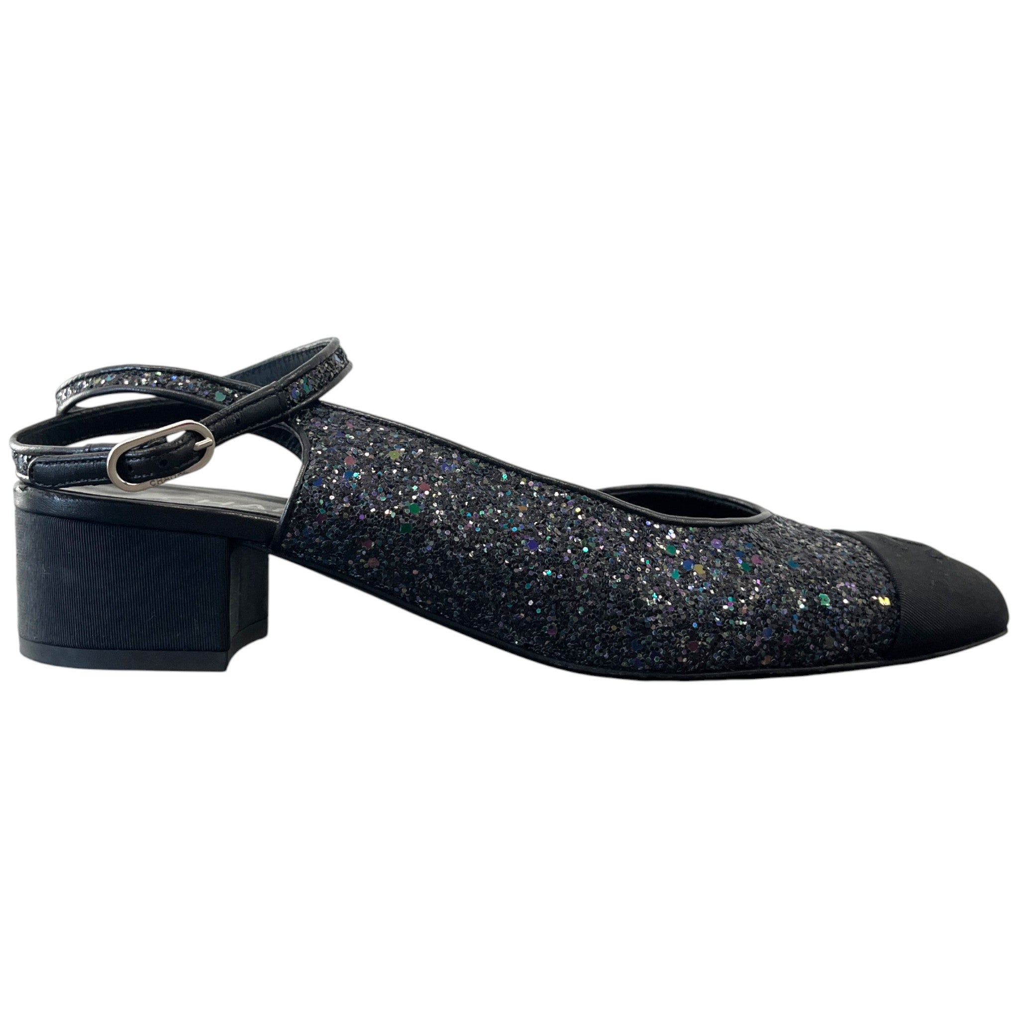 Women's Slingback Glitter Mules Black Size EU 40 / UK 7
