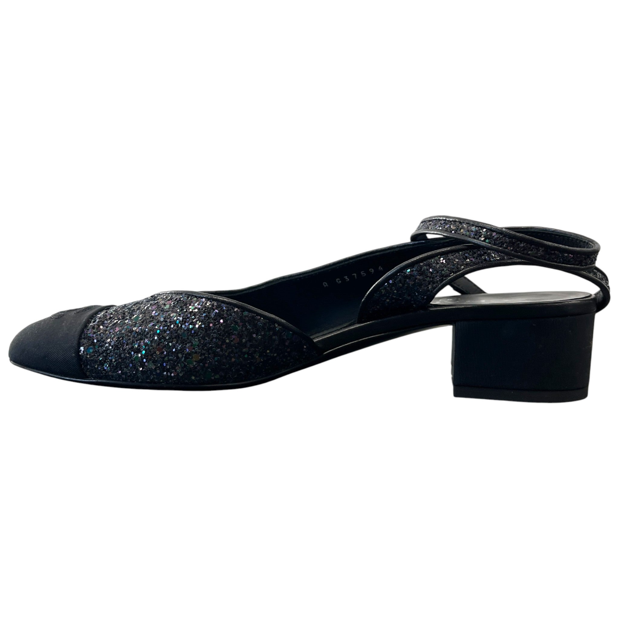 Women's Slingback Glitter Mules Black Size EU 40 / UK 7