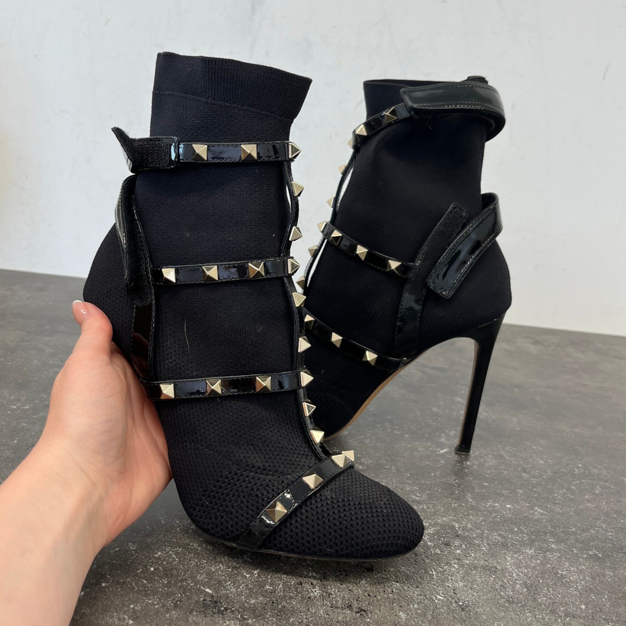 Women's Rockstud Ankle Boot Heels Black Size EU 37 / UK 4