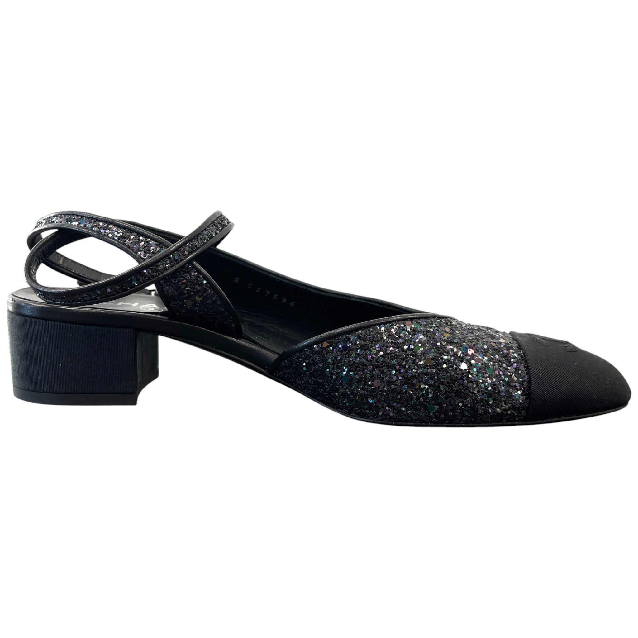 Women's Slingback Glitter Mules Black Size EU 40 / UK 7