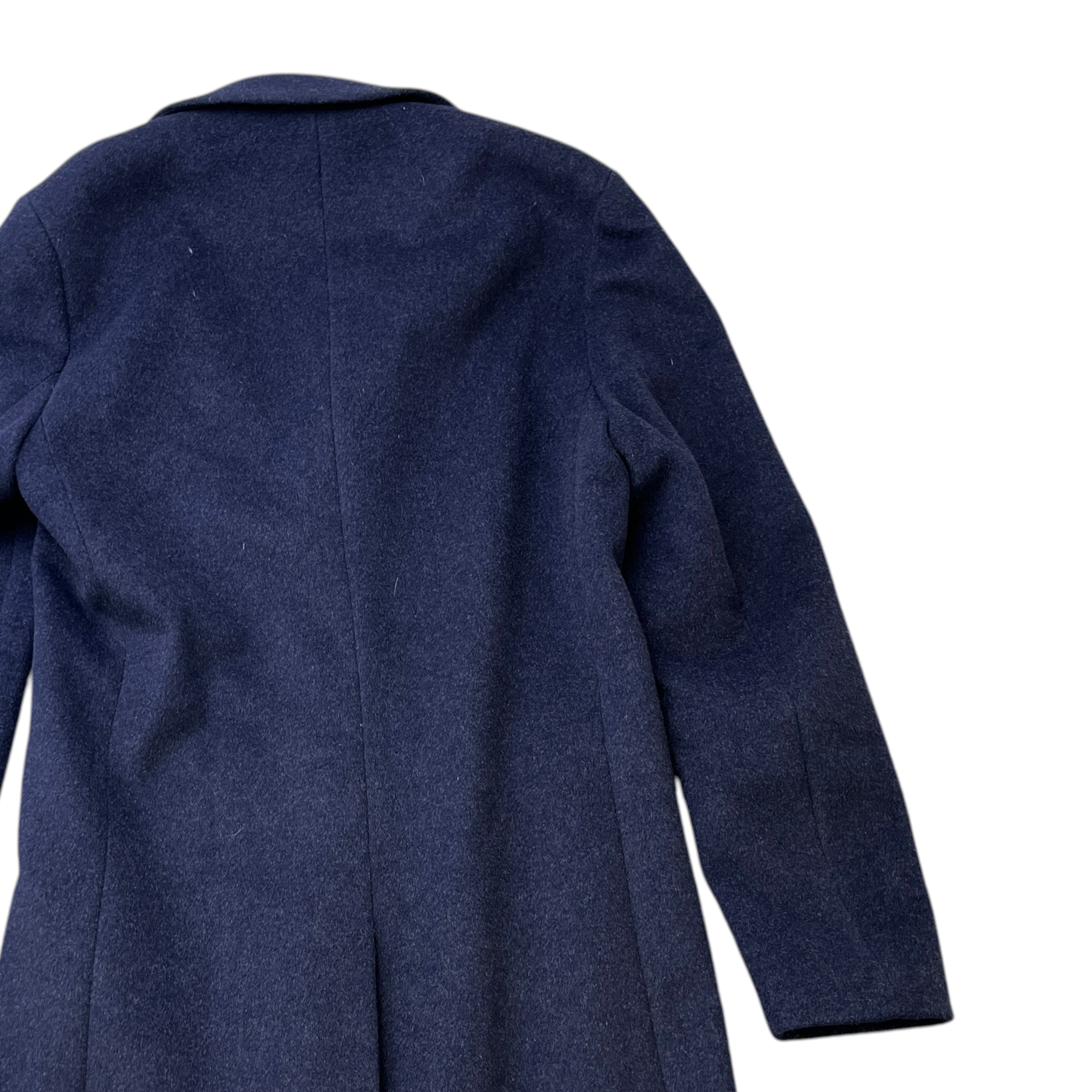 Men's Gable Wool Blend Single Breasted Epsom Overcoat Jacket Navy Size S