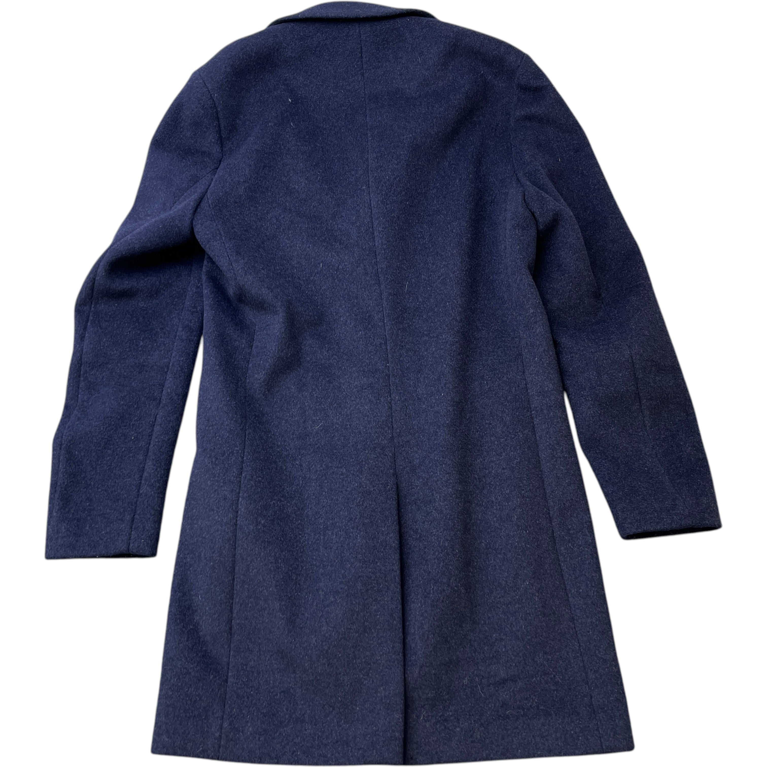 Men's Gable Wool Blend Single Breasted Epsom Overcoat Jacket Navy Size S