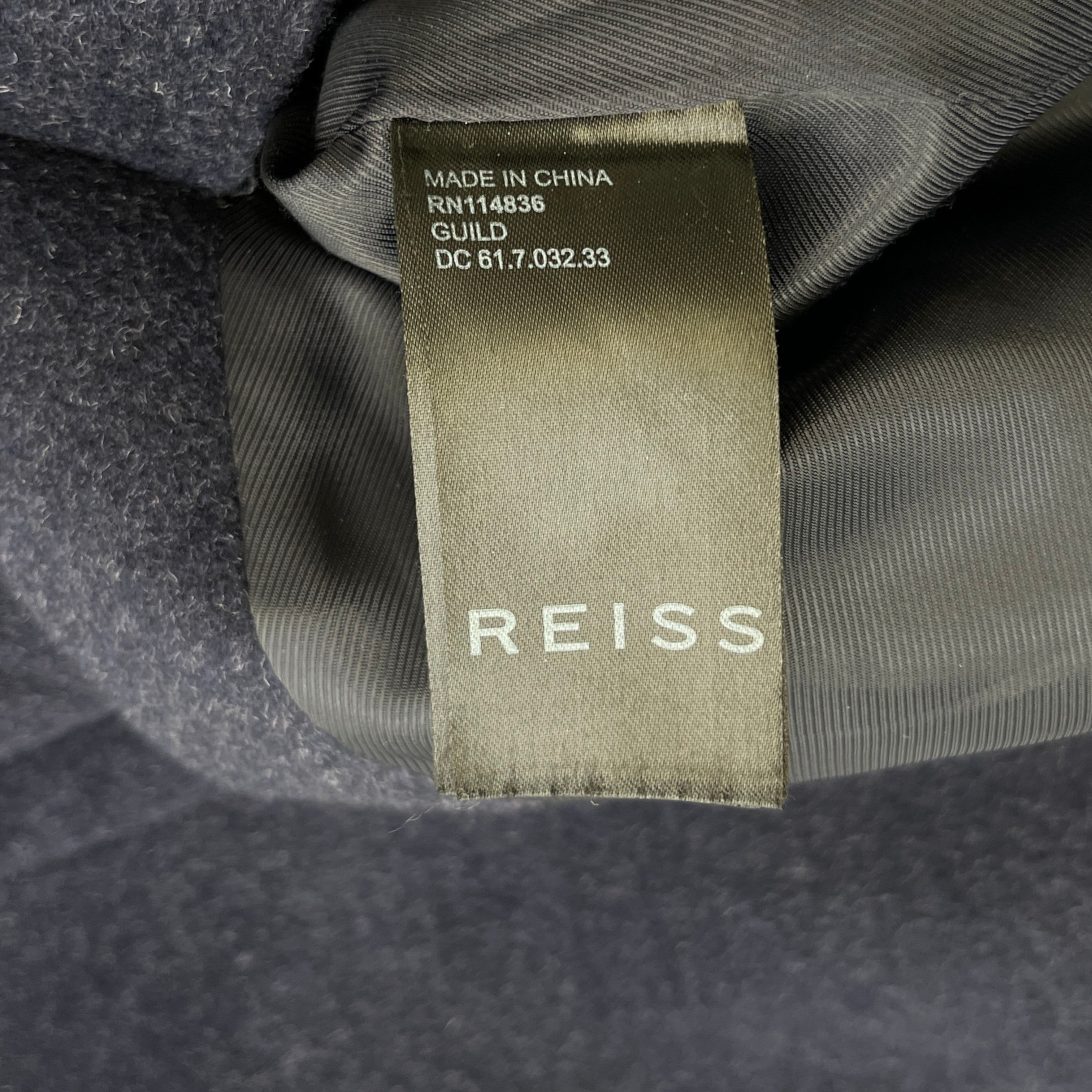 Men's Gable Wool Blend Single Breasted Epsom Overcoat Jacket Navy Size S