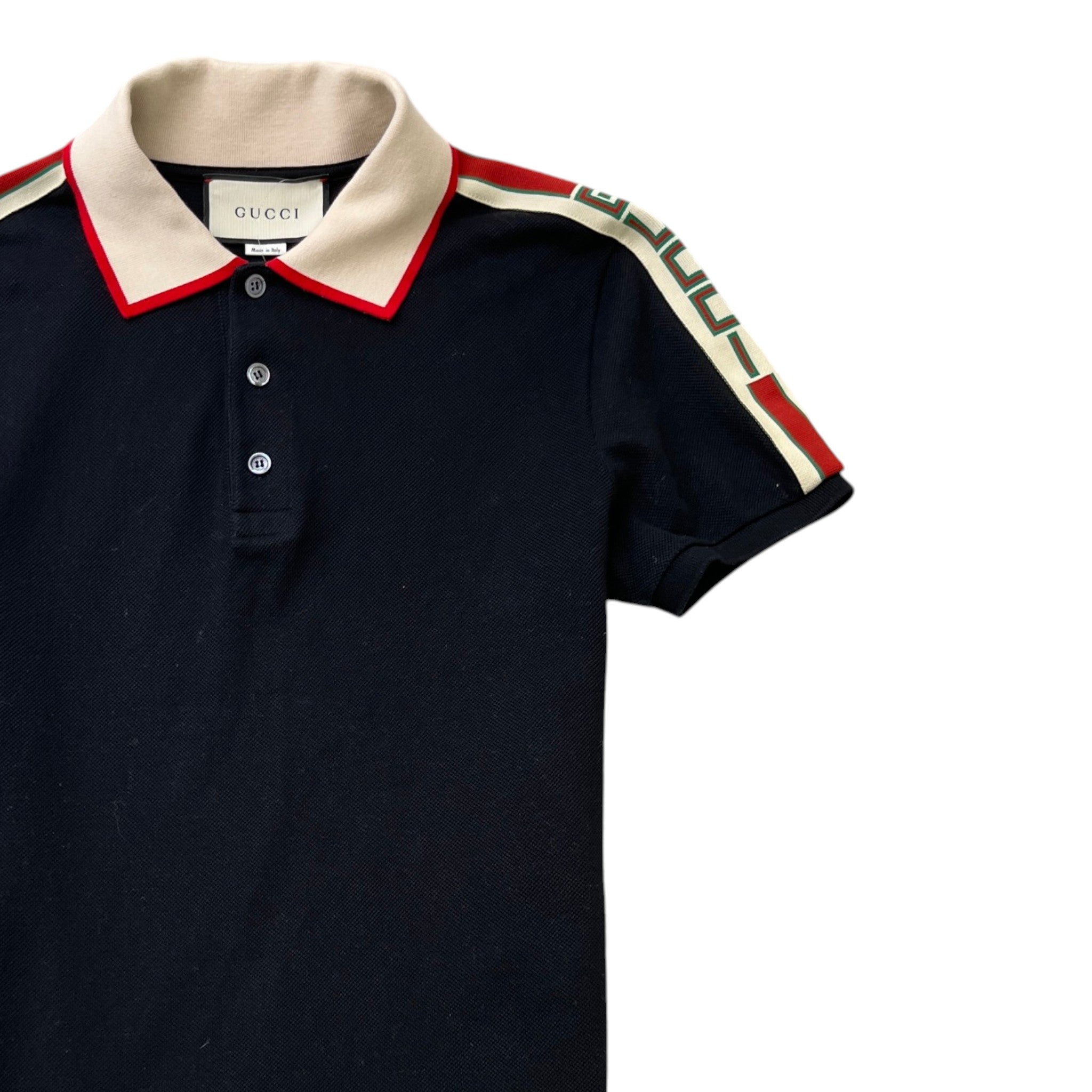 Men's Tape Logo Polo Shirt Black Size S