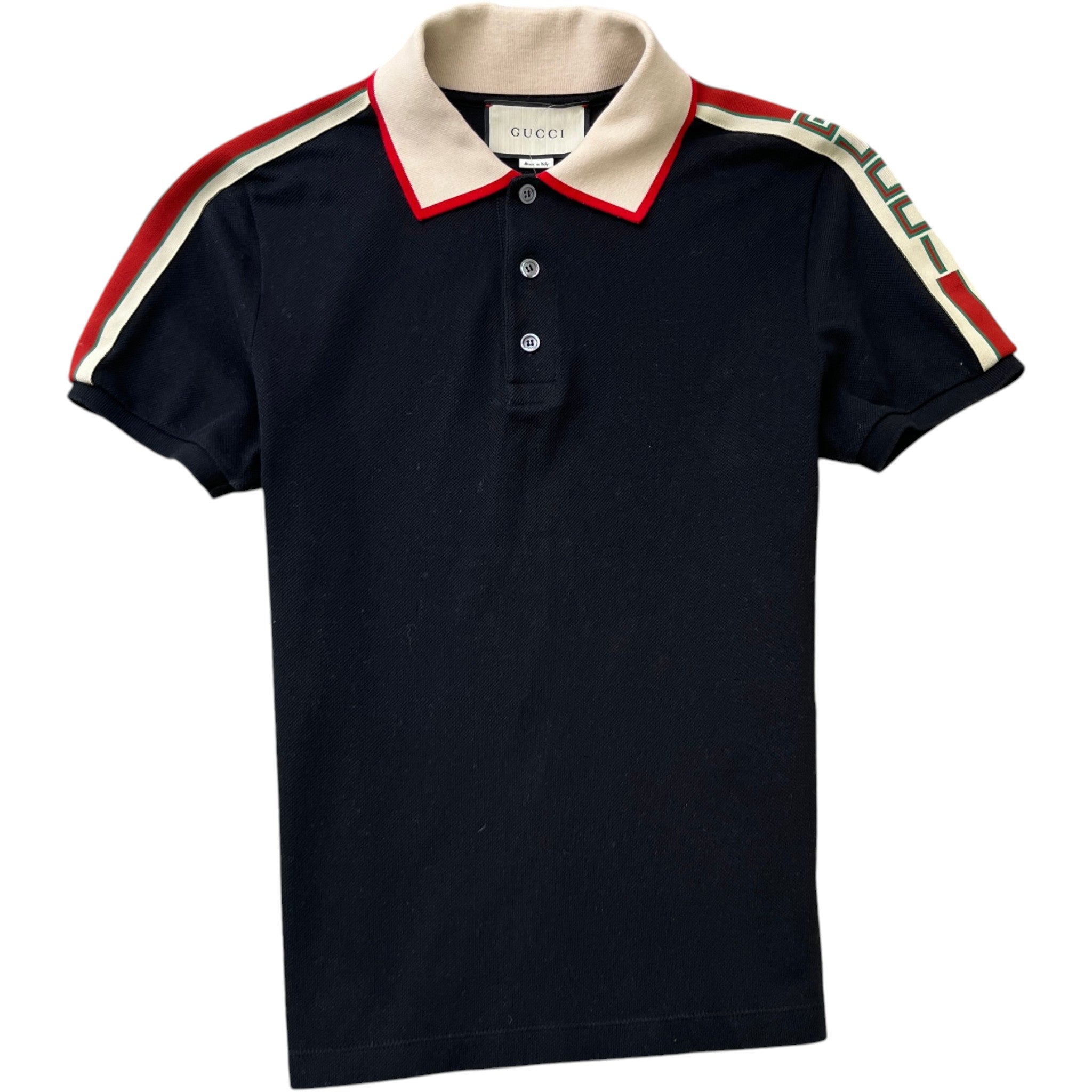 Men's Tape Logo Polo Shirt Black Size S