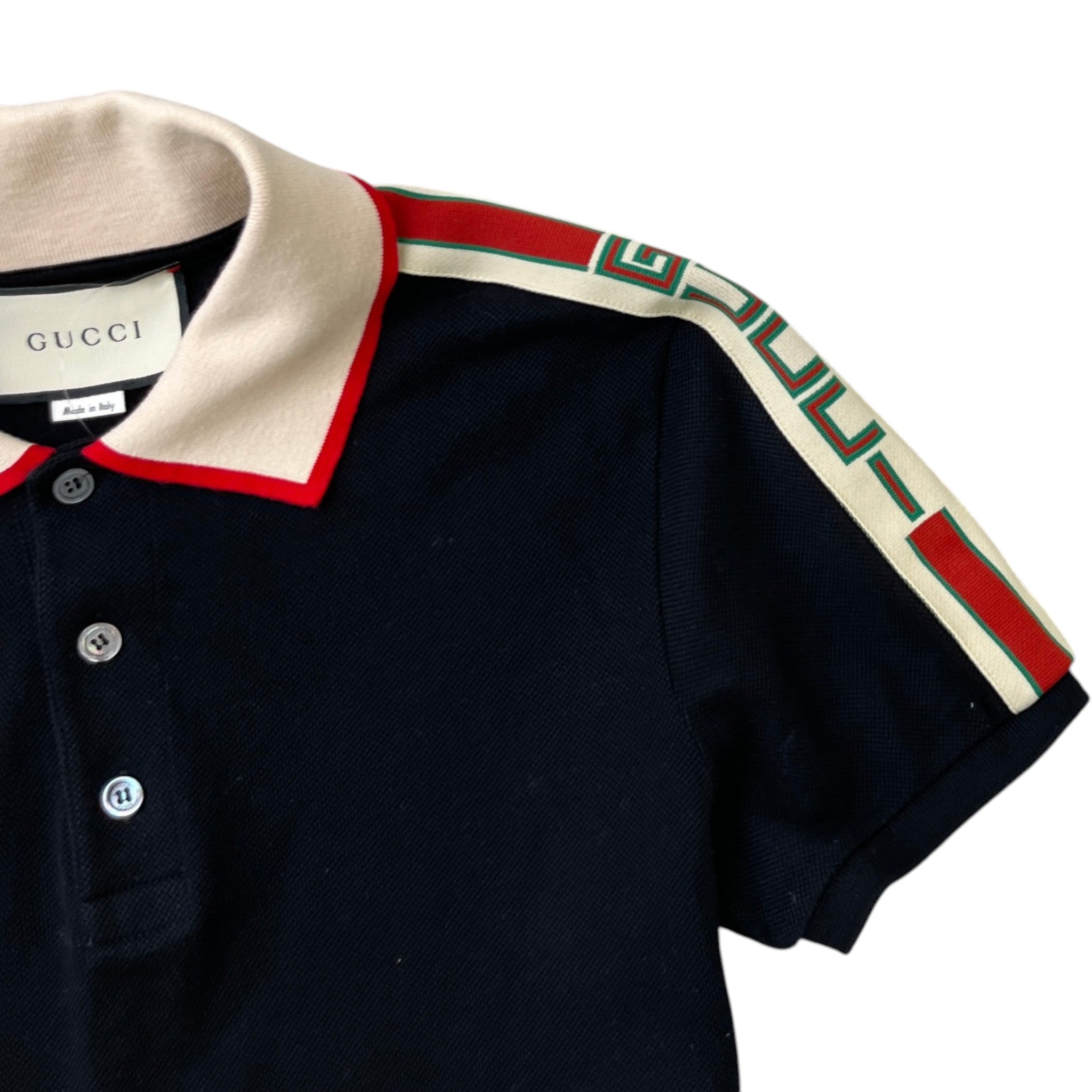 Men's Tape Logo Polo Shirt Black Size S