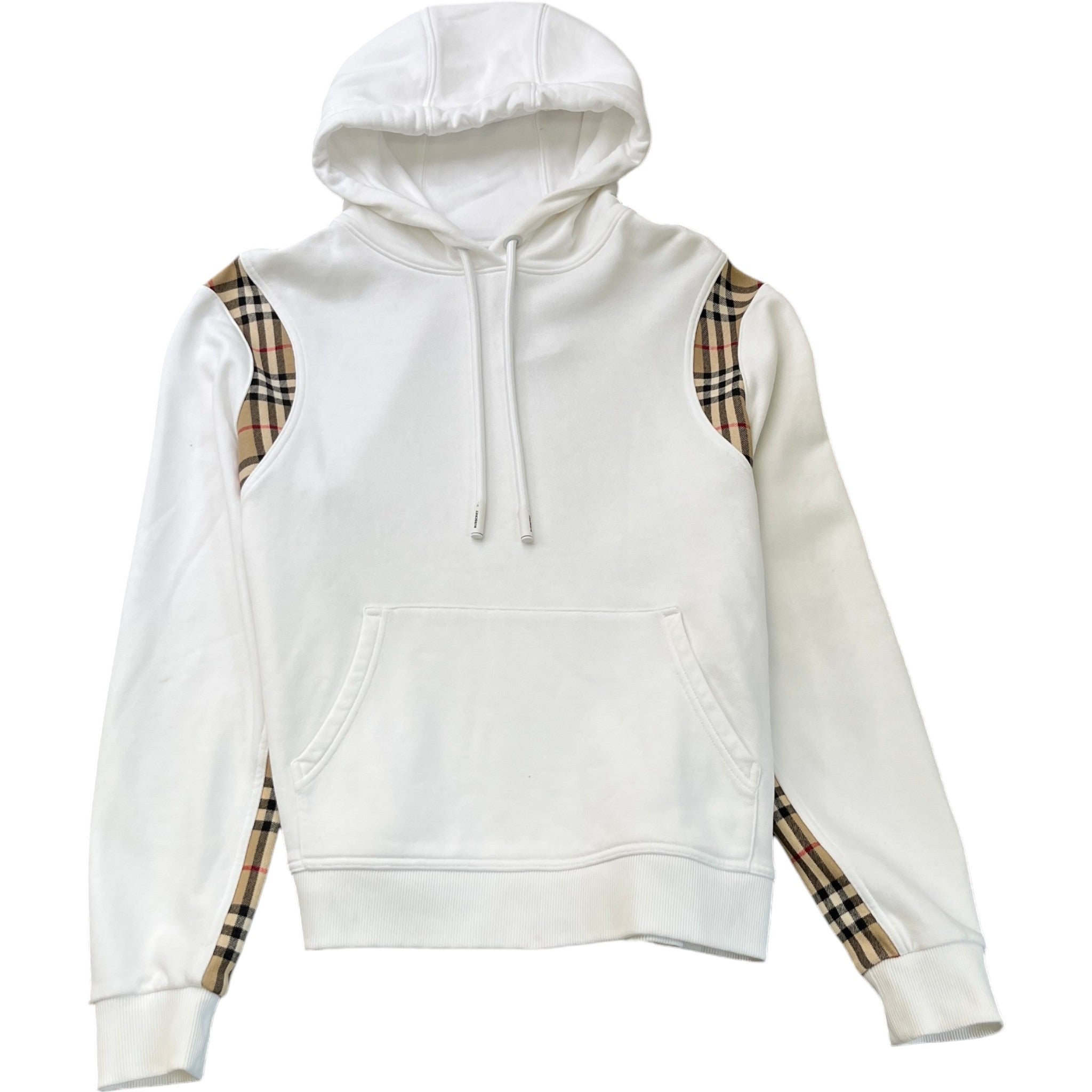 Women's Checkered Panel Hoodie White Size M