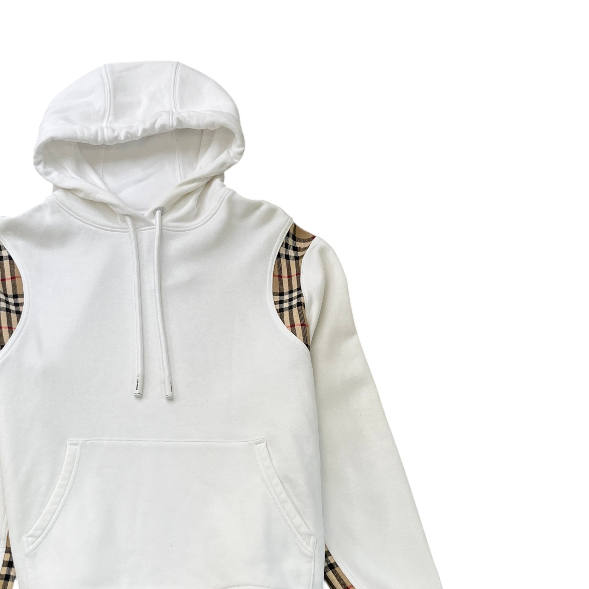 Women's Checkered Panel Hoodie White Size M