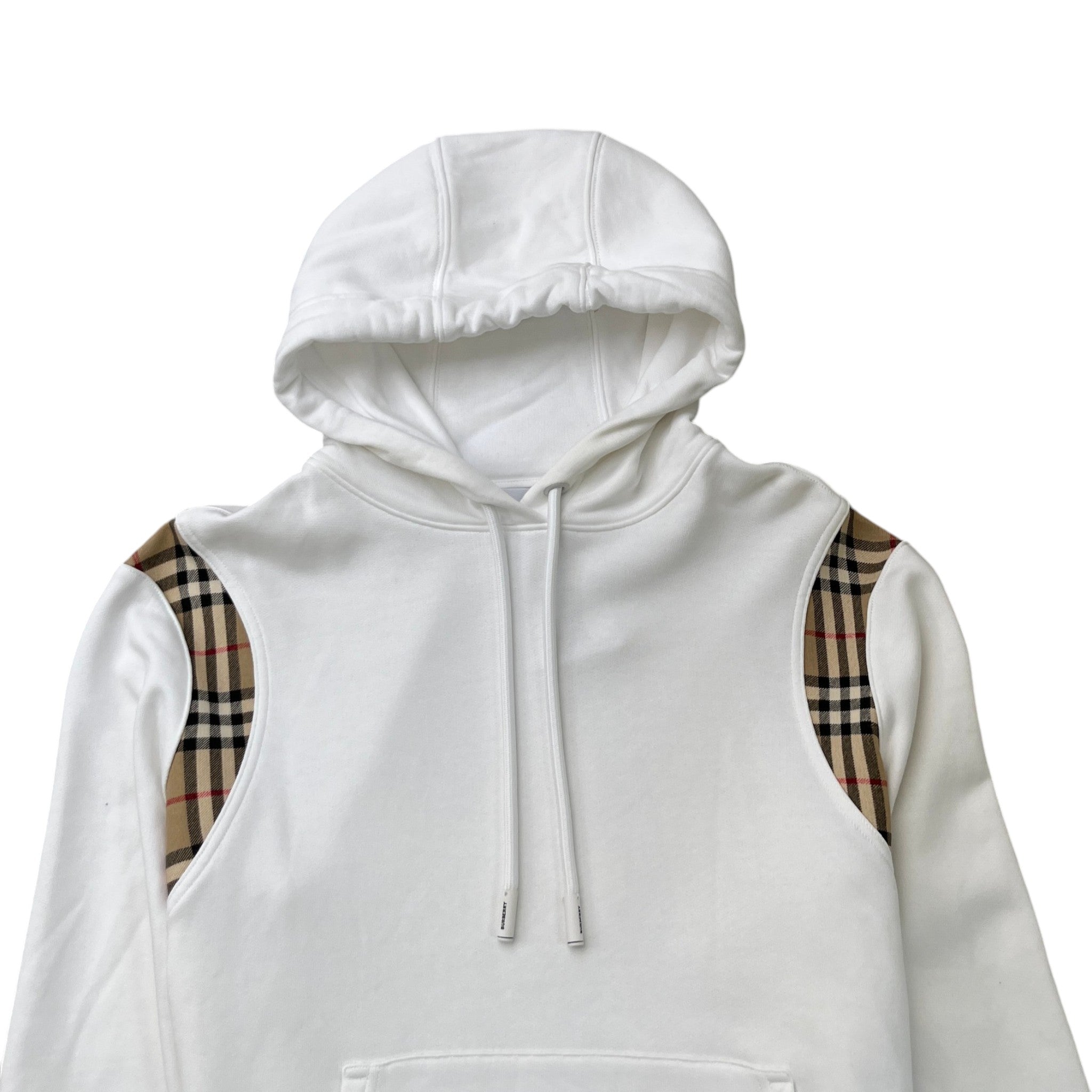 Women's Checkered Panel Hoodie White Size M
