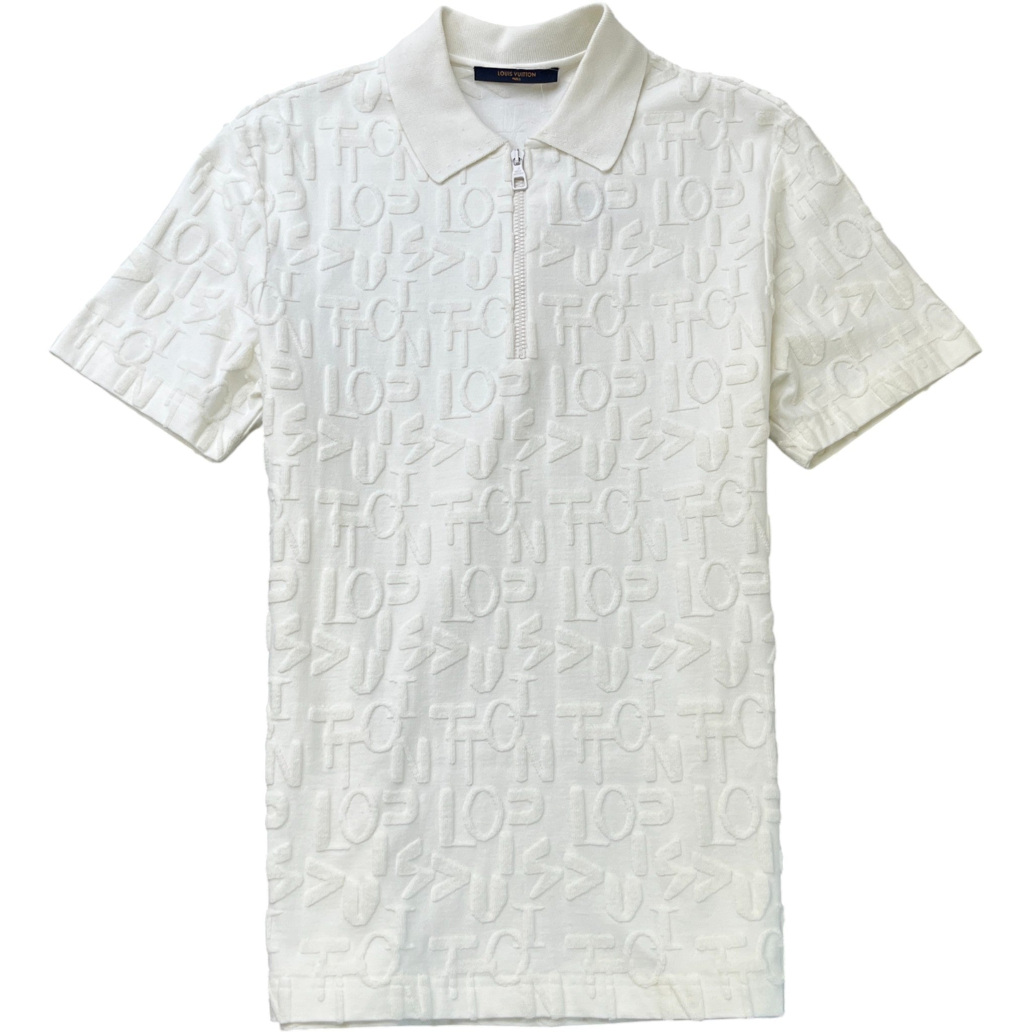 Men's Monogram Quarter Zip Polo Shirt White Size M