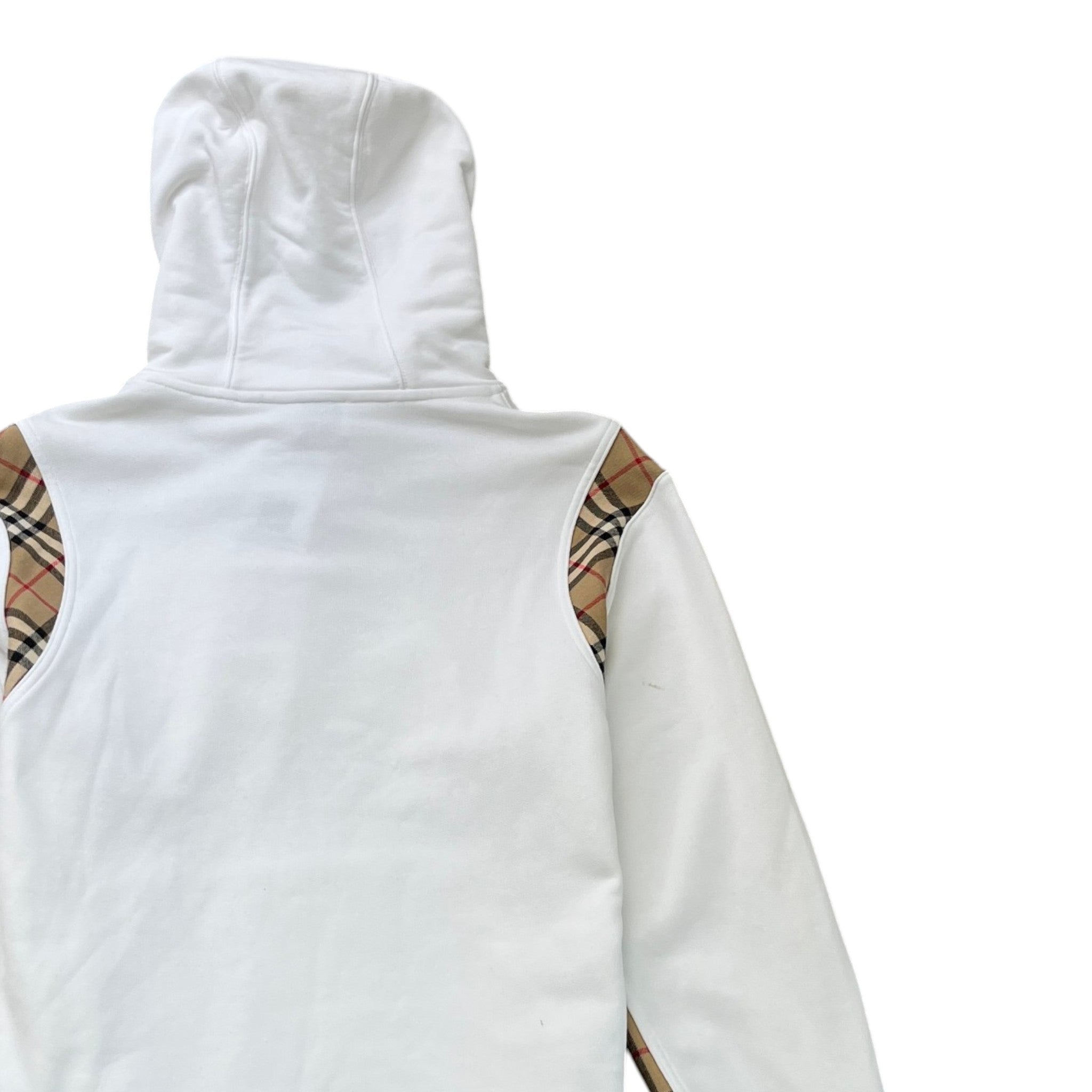 Women's Checkered Panel Hoodie White Size M