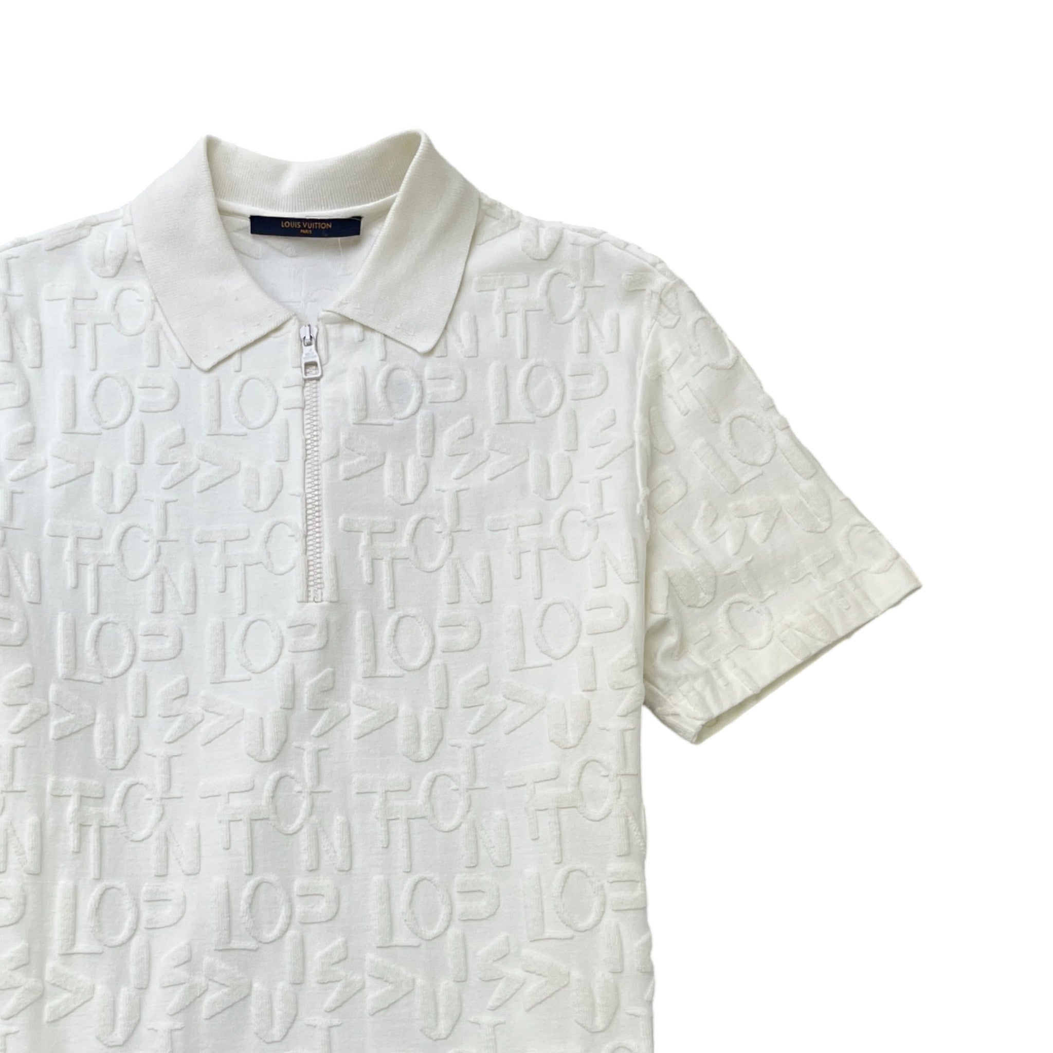 Men's Monogram Quarter Zip Polo Shirt White Size M