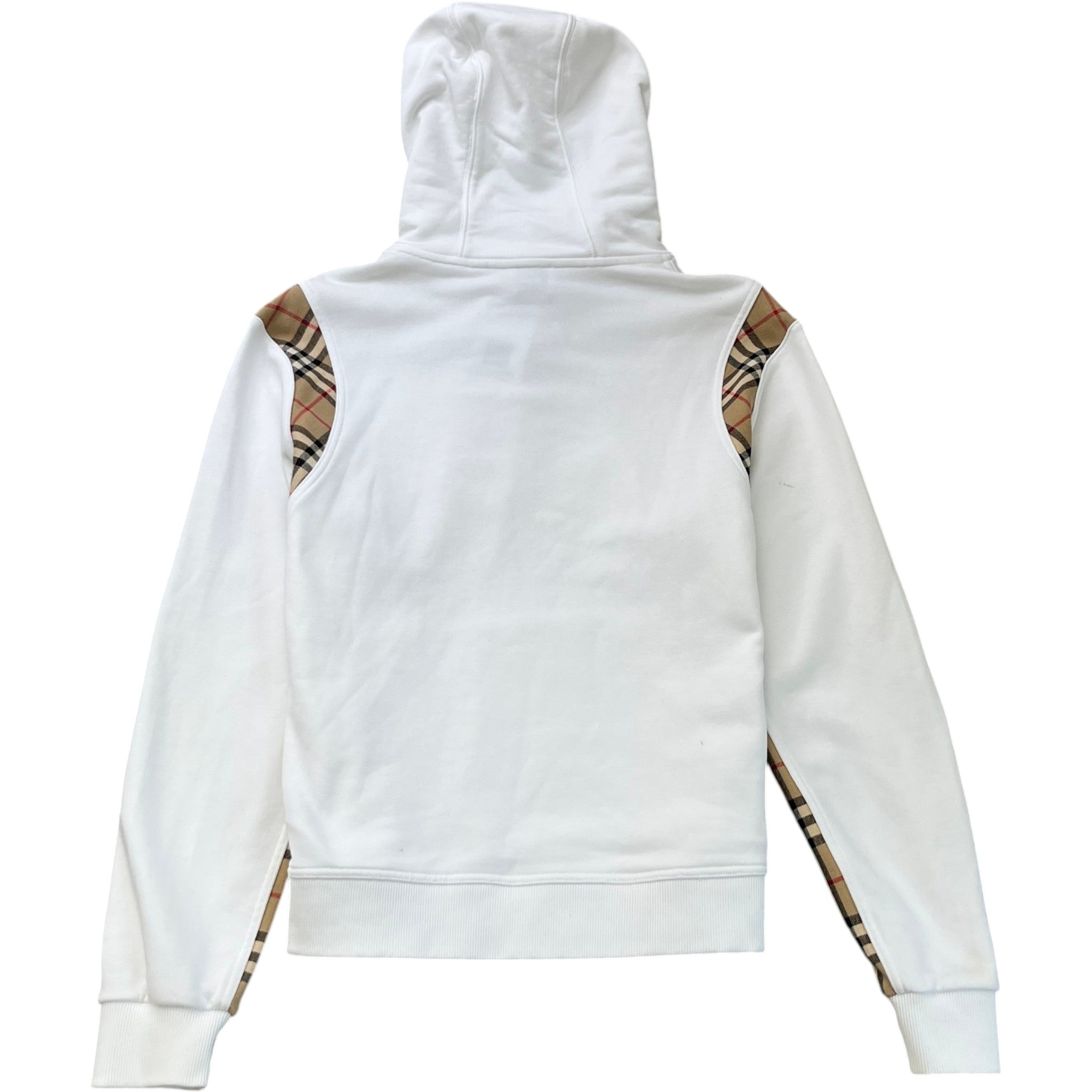Women's Checkered Panel Hoodie White Size M