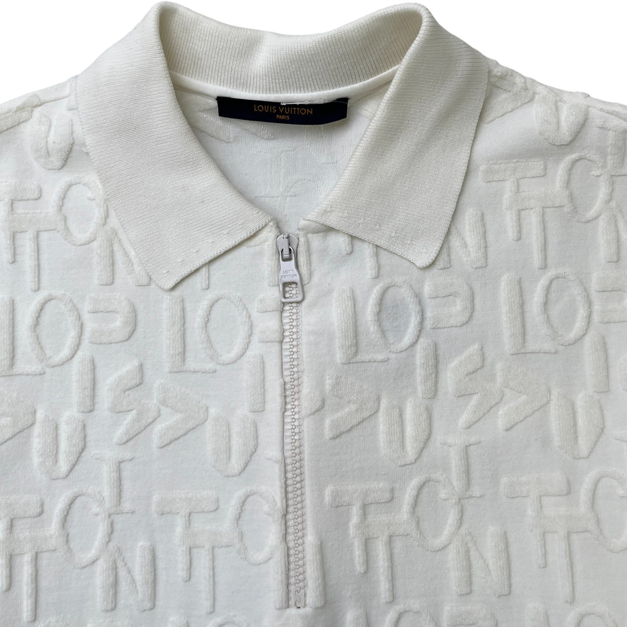 Men's Monogram Quarter Zip Polo Shirt White Size M