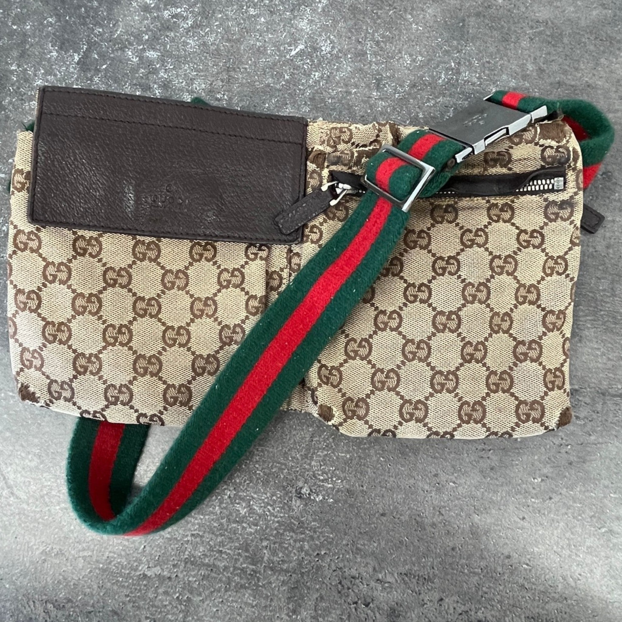 Men's Gg Supreme Web Strap Waist Belt Bag Brown