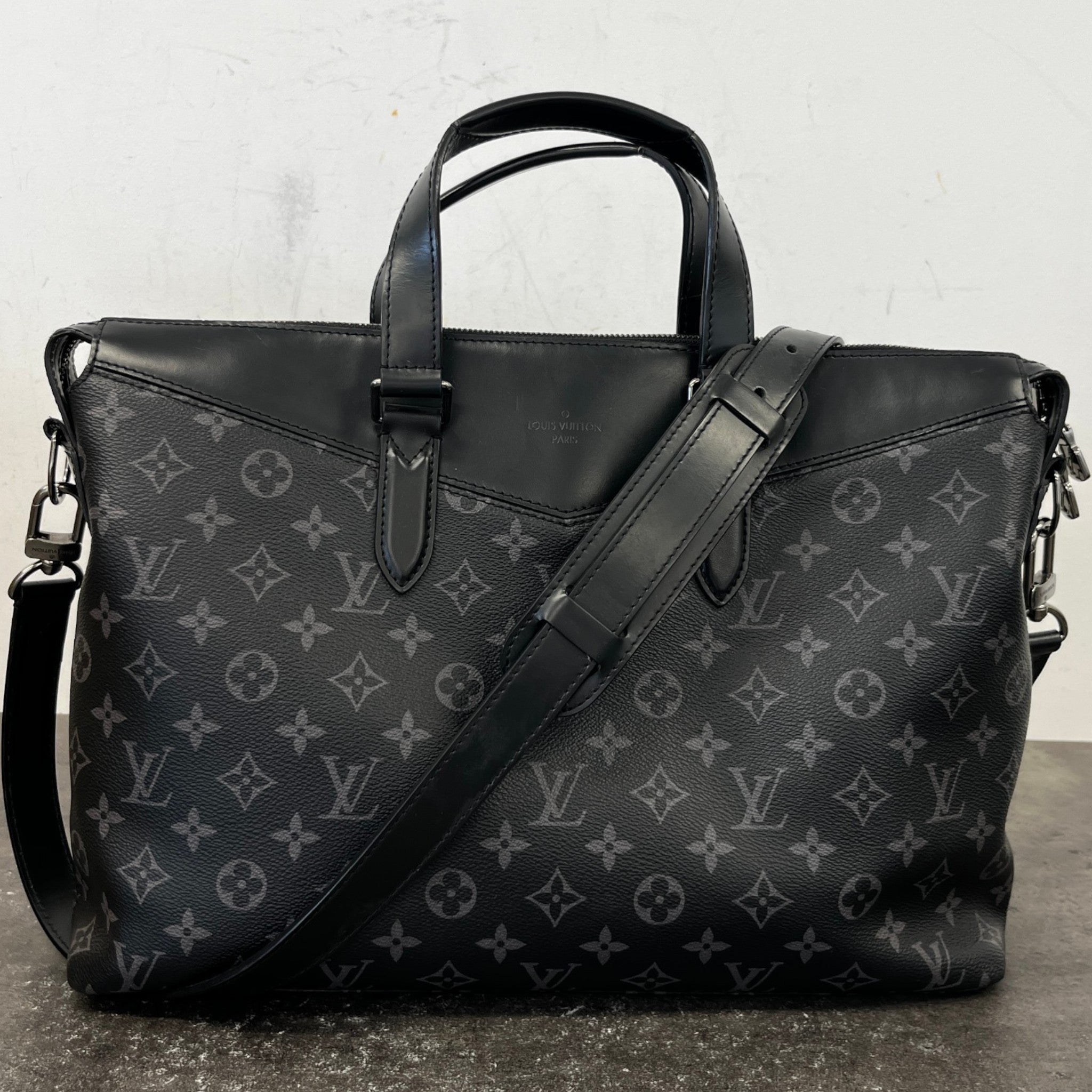 Men's Monogram Eclipe Explorer Briefcase Bag Black