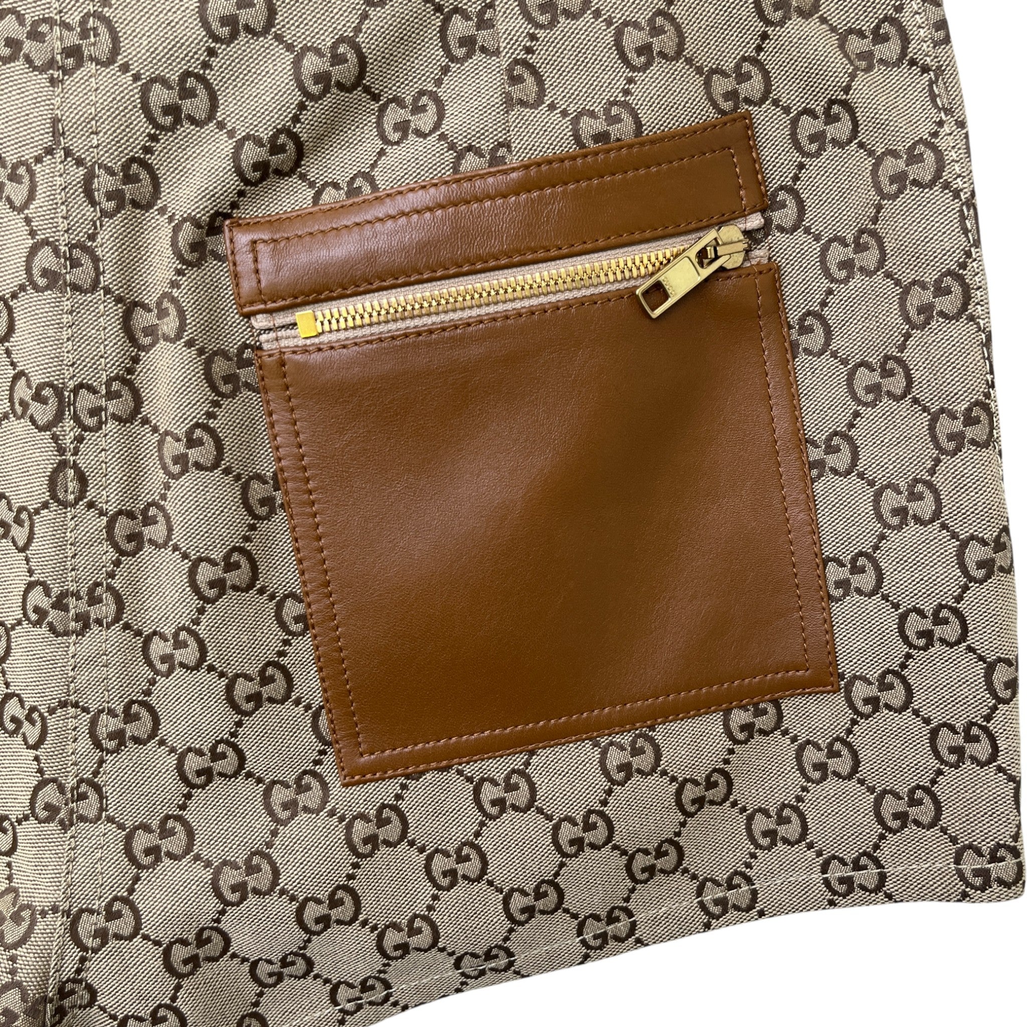 Women's Gg Supreme Leather-Trim Mini Shorts Beige Size S