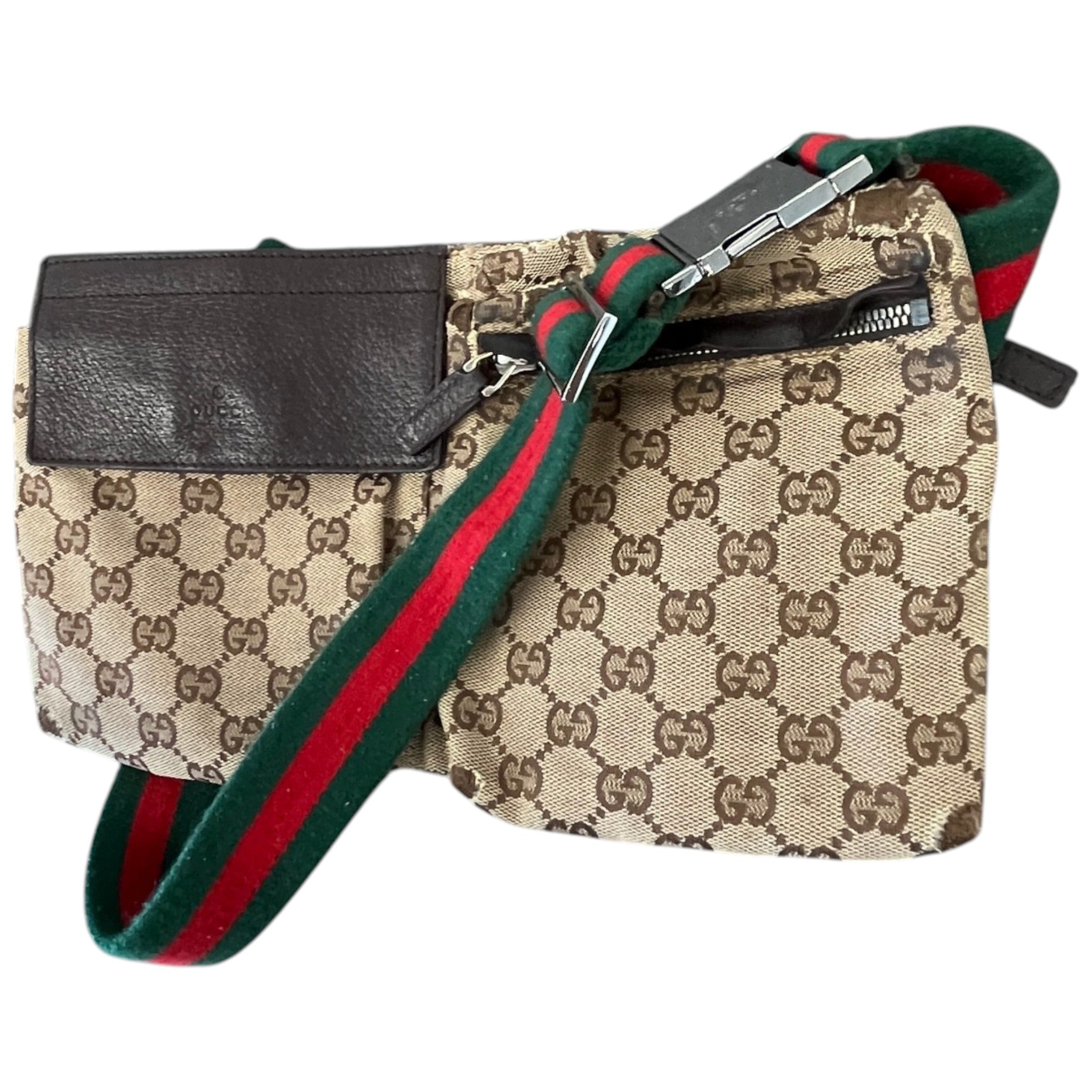 Men's Gg Supreme Web Strap Waist Belt Bag Brown