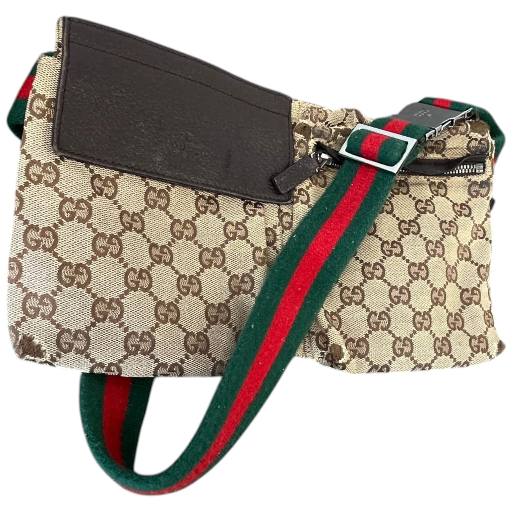 Men's Gg Supreme Web Strap Waist Belt Bag Brown