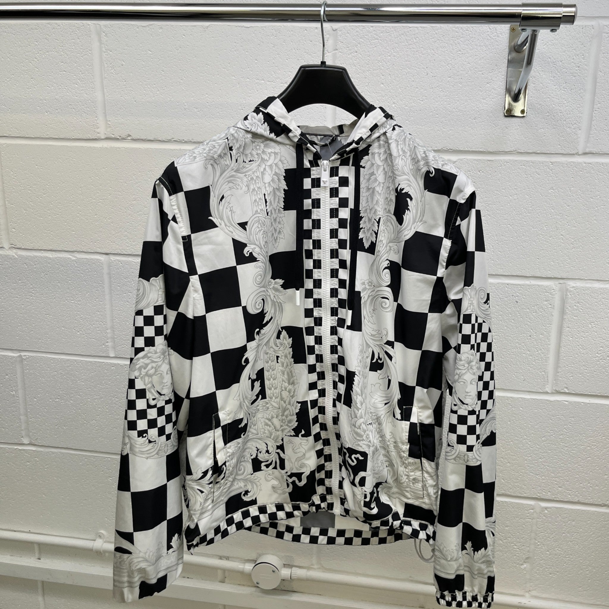 Men's Checkerboard Print Jacket White Size IT 46 / S