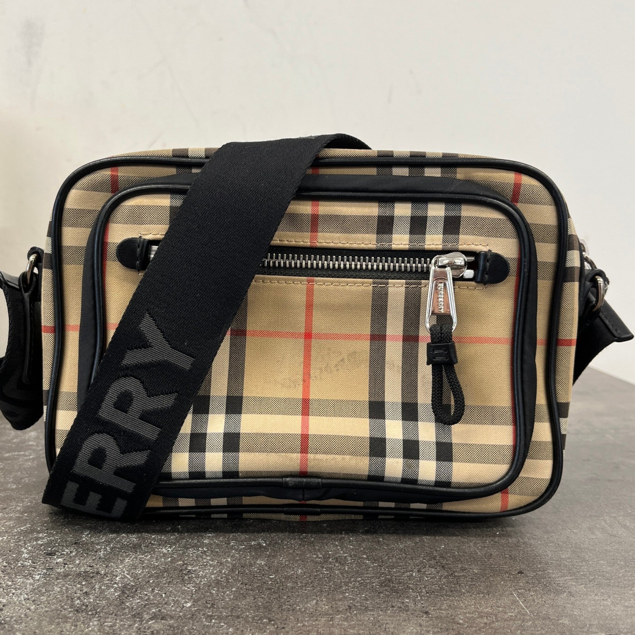 Men's Paddy Check Messenger Bag Beige