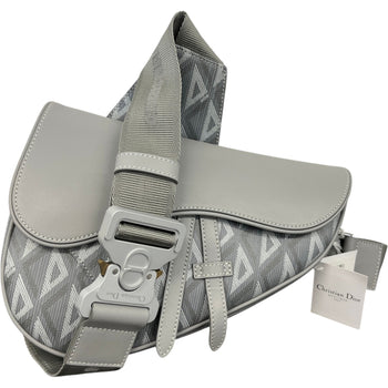 Men's CD Diamond Saddle Messenger Bag Grey