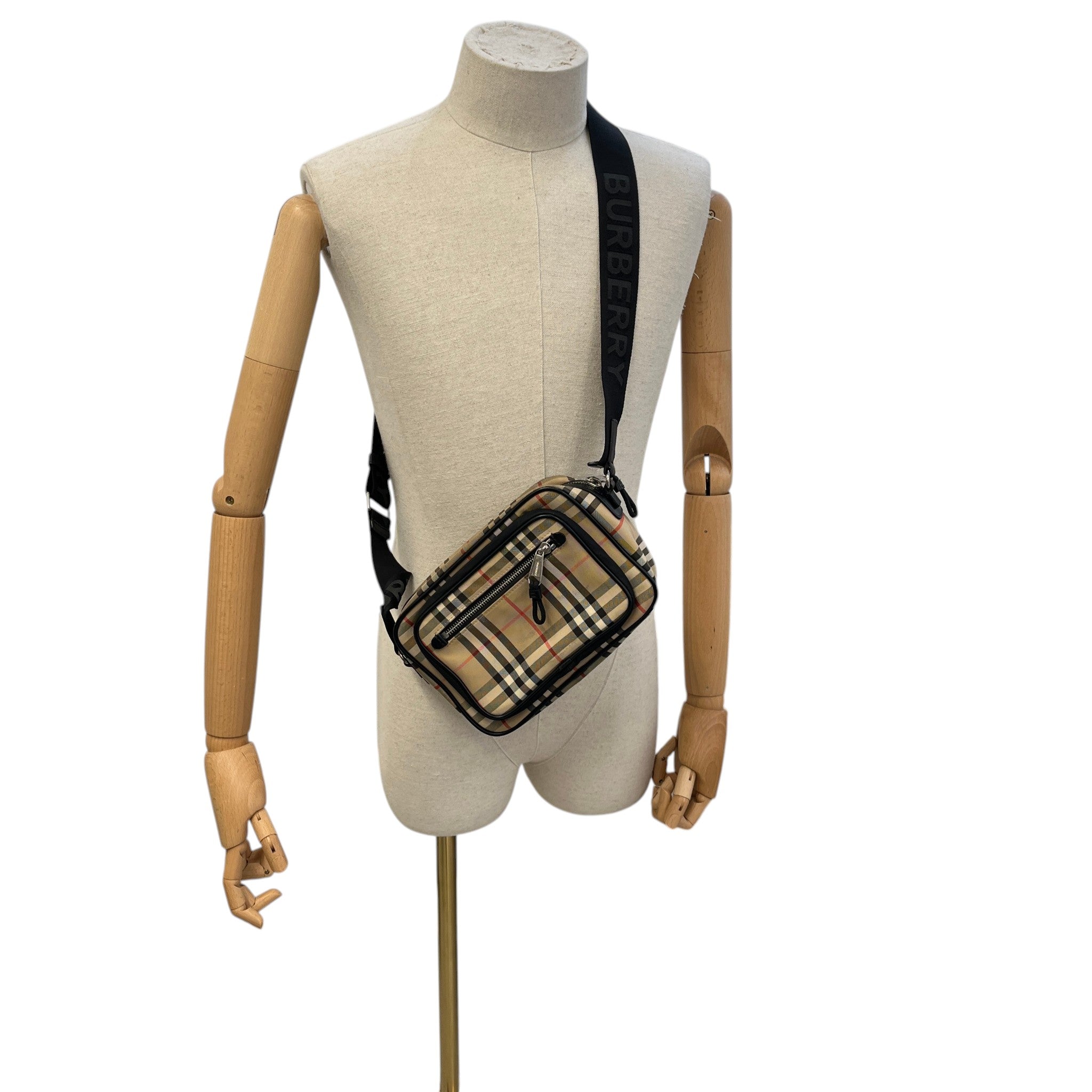 Men's Paddy Check Messenger Bag Beige
