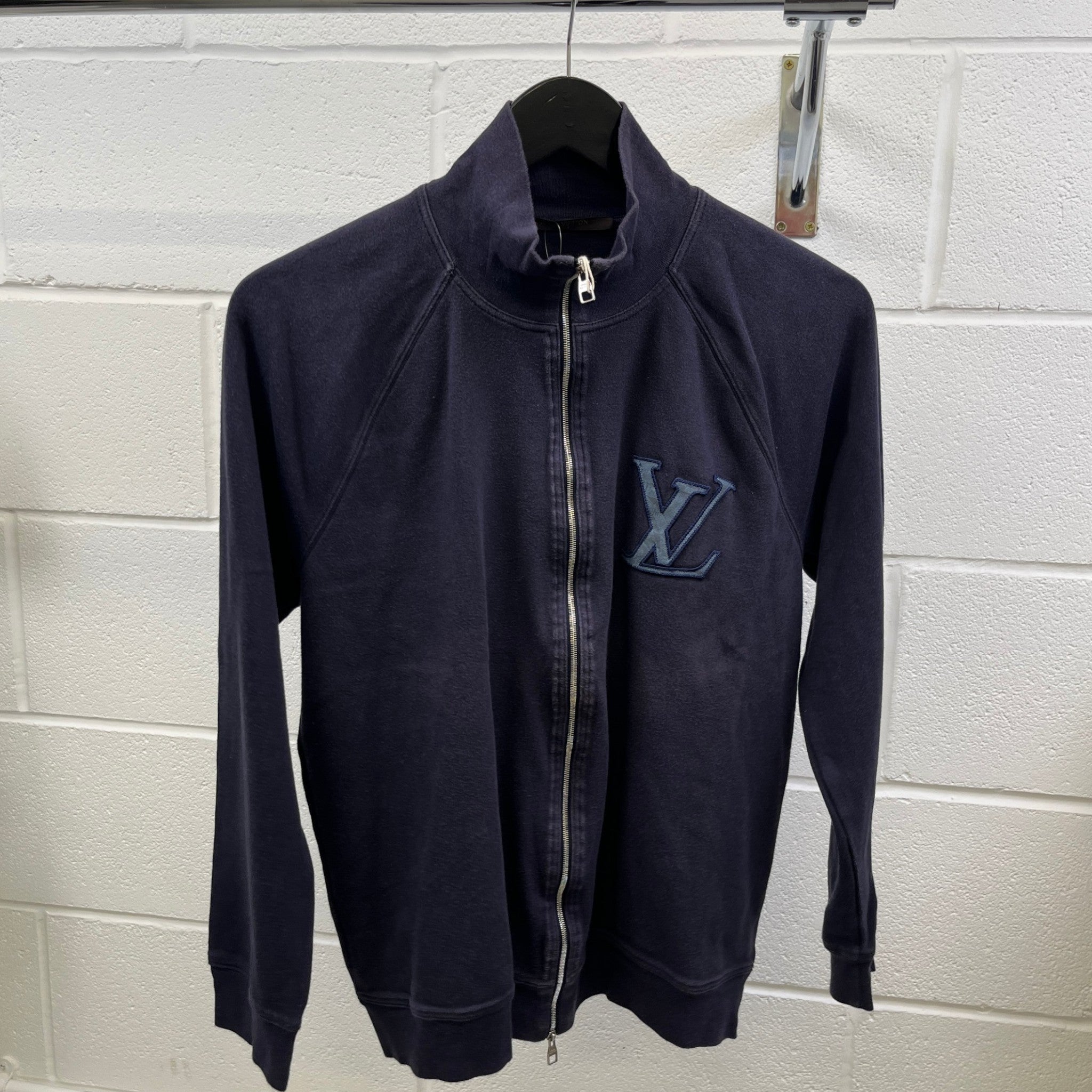 Men's Lv Embroidered Patch Jumper Navy Size M