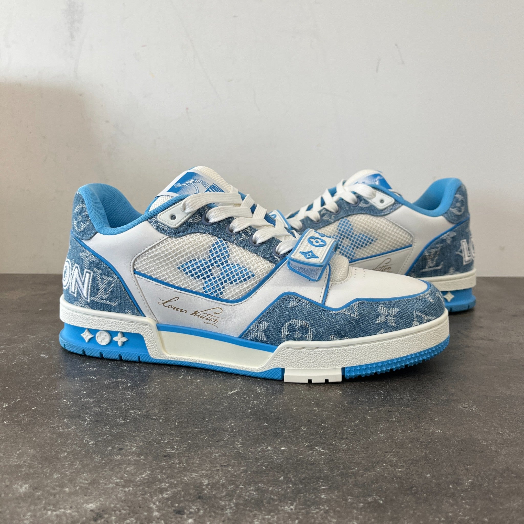 Men's Lv Velcro Strap Low Trainers Blue Size EU 41.5 / UK 7.5