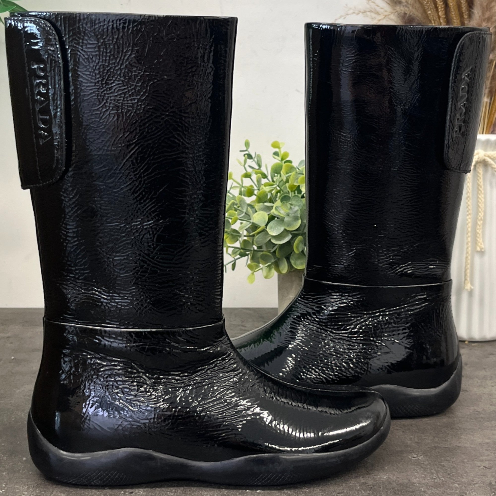 Women's Logo Zip Up Boots Black Size EU 35 / UK 2