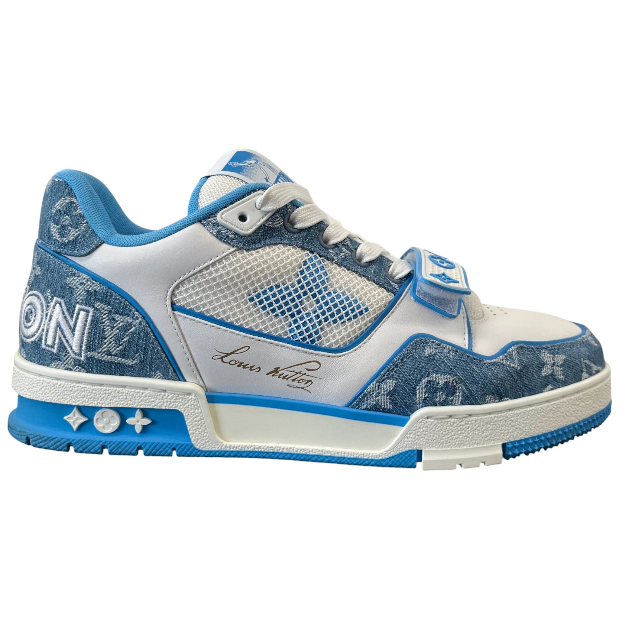 Men's Lv Velcro Strap Low Trainers Blue Size EU 41.5 / UK 7.5