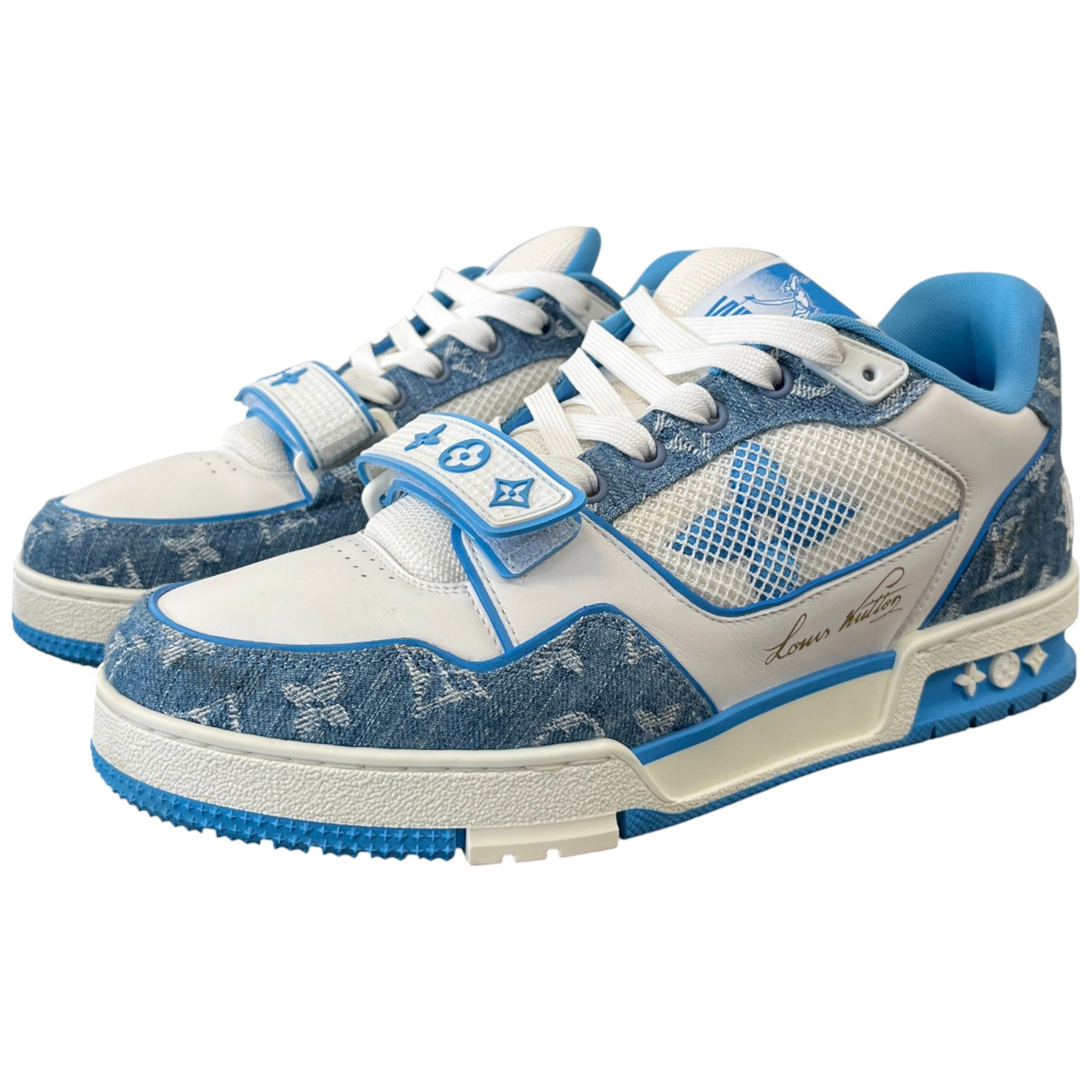 Men's Lv Velcro Strap Low Trainers Blue Size EU 41.5 / UK 7.5