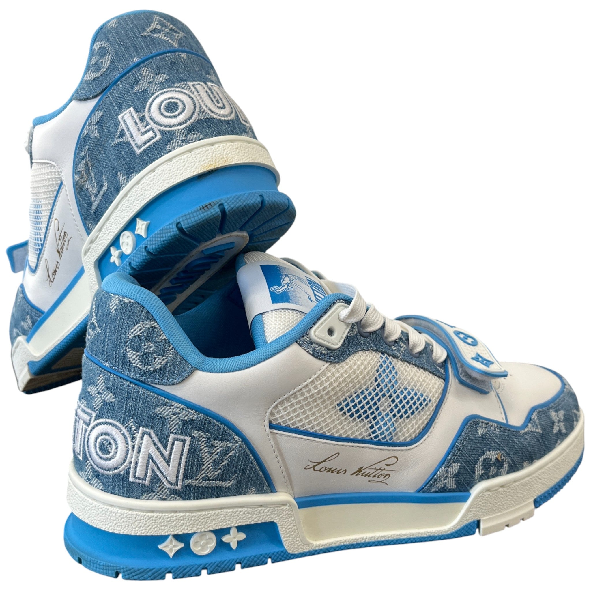 Men's Lv Velcro Strap Low Trainers Blue Size EU 41.5 / UK 7.5