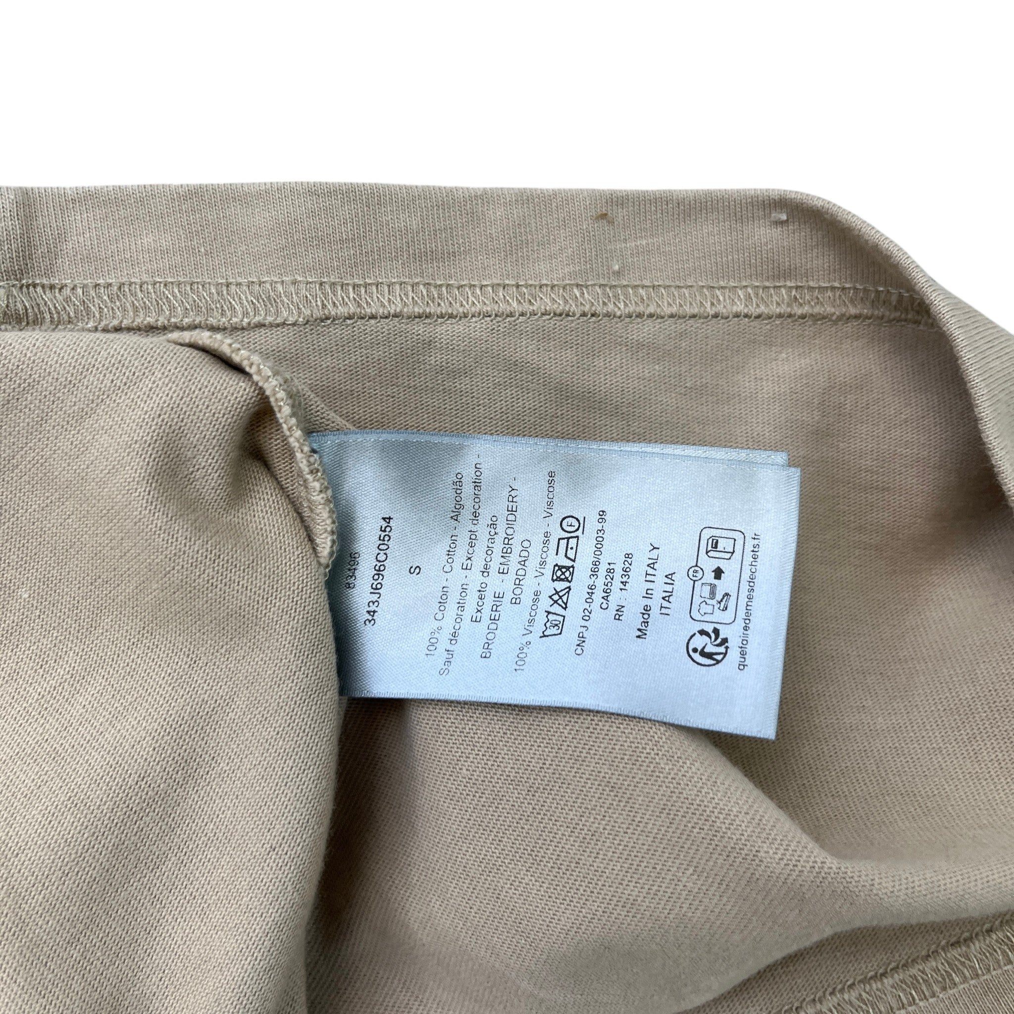 Men's Embroidered Logo T-Shirt Beige Size S