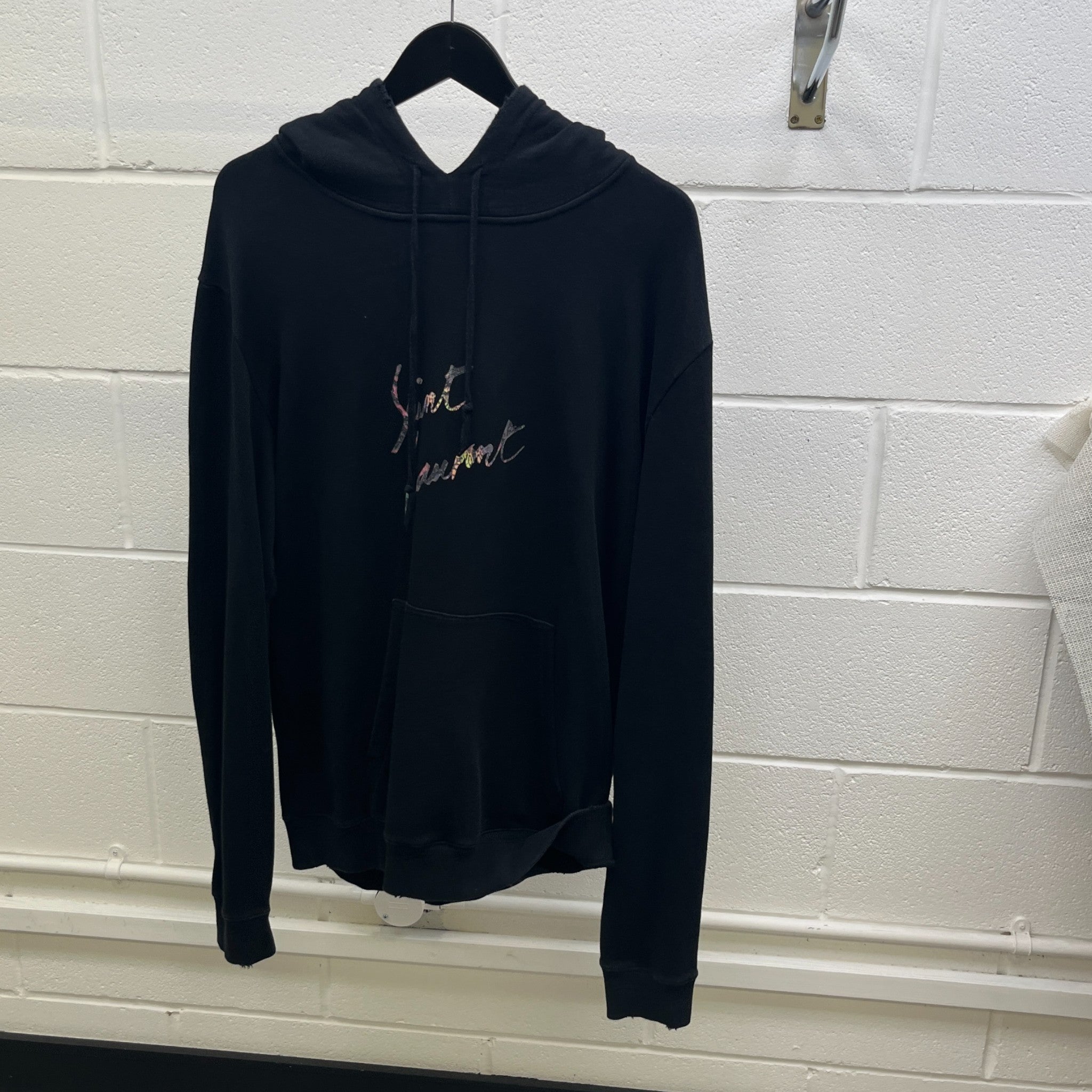 Men's Distressed Hoodie Black Size L