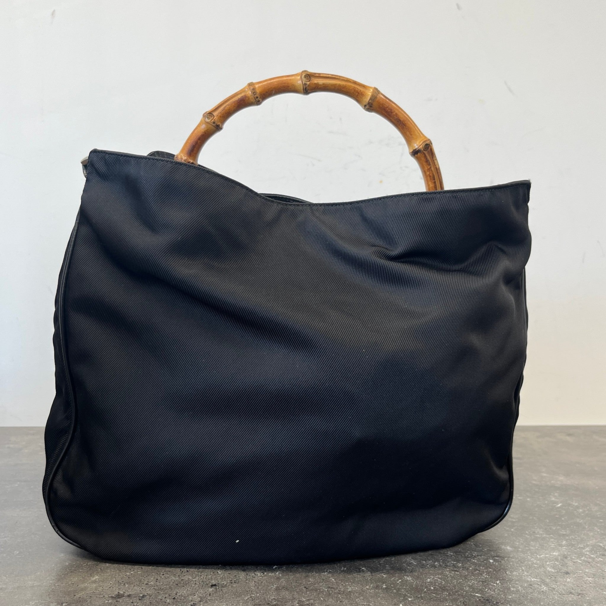 Women's Bamboo Nylon Hobo Bag Black
